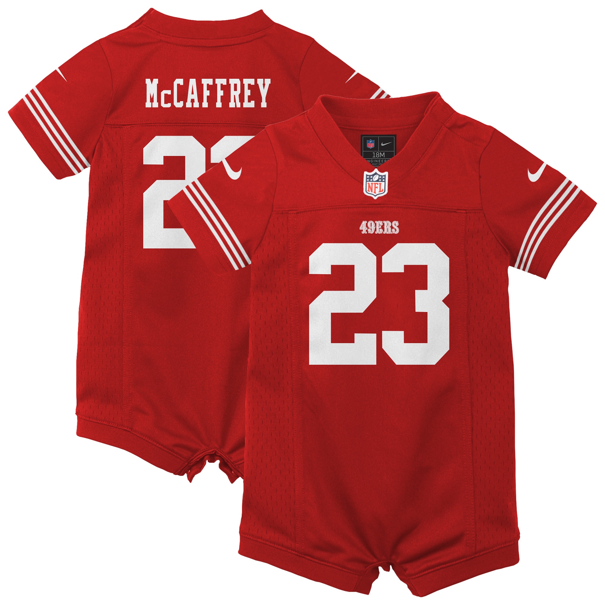 Christian McCaffrey San Francisco 49ers Newborn & Infant Game Romper Jersey - Scarlet