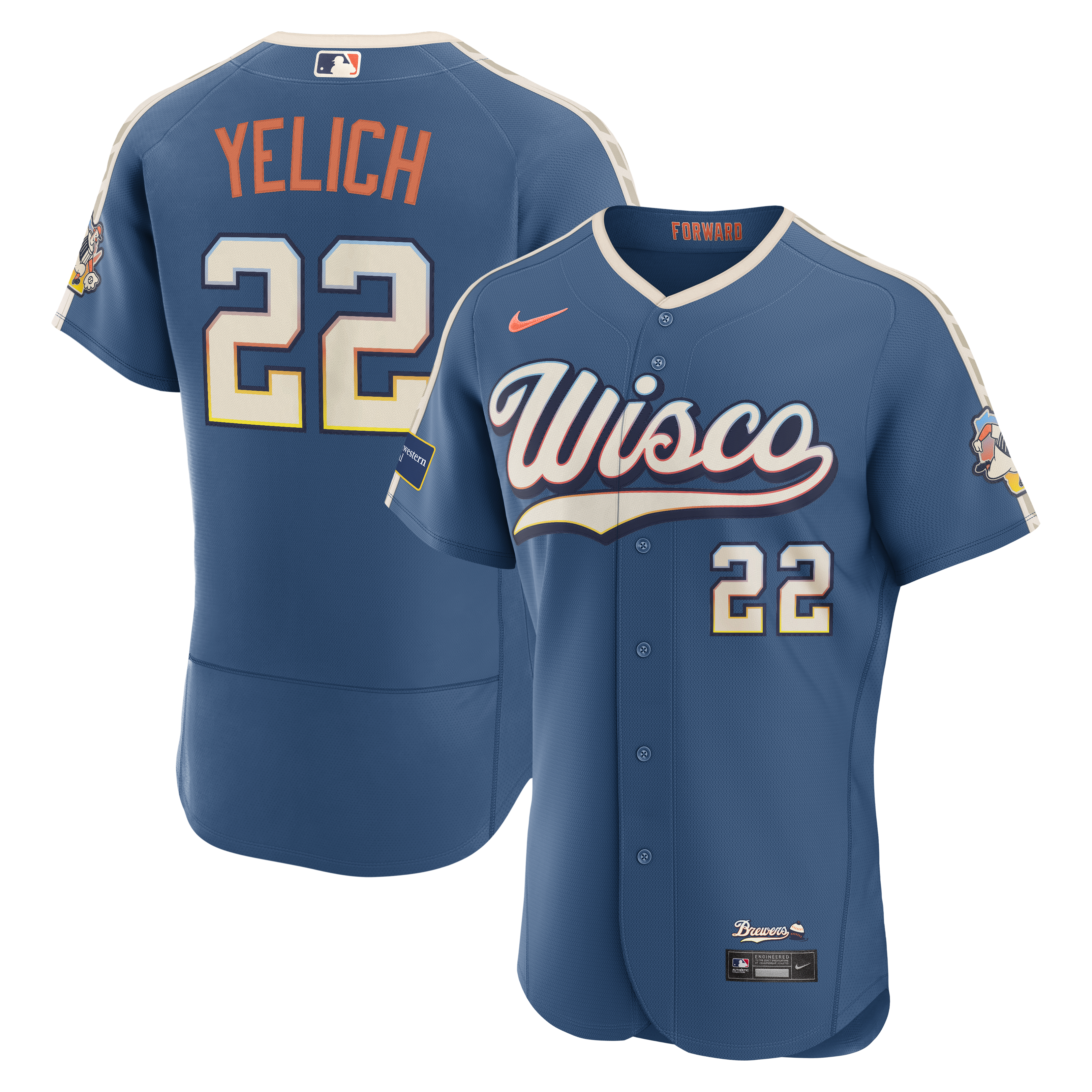Christian Yelich Milwaukee Brewers 2026 City Connect Sponsor Patch Jersey - Mineral Blue