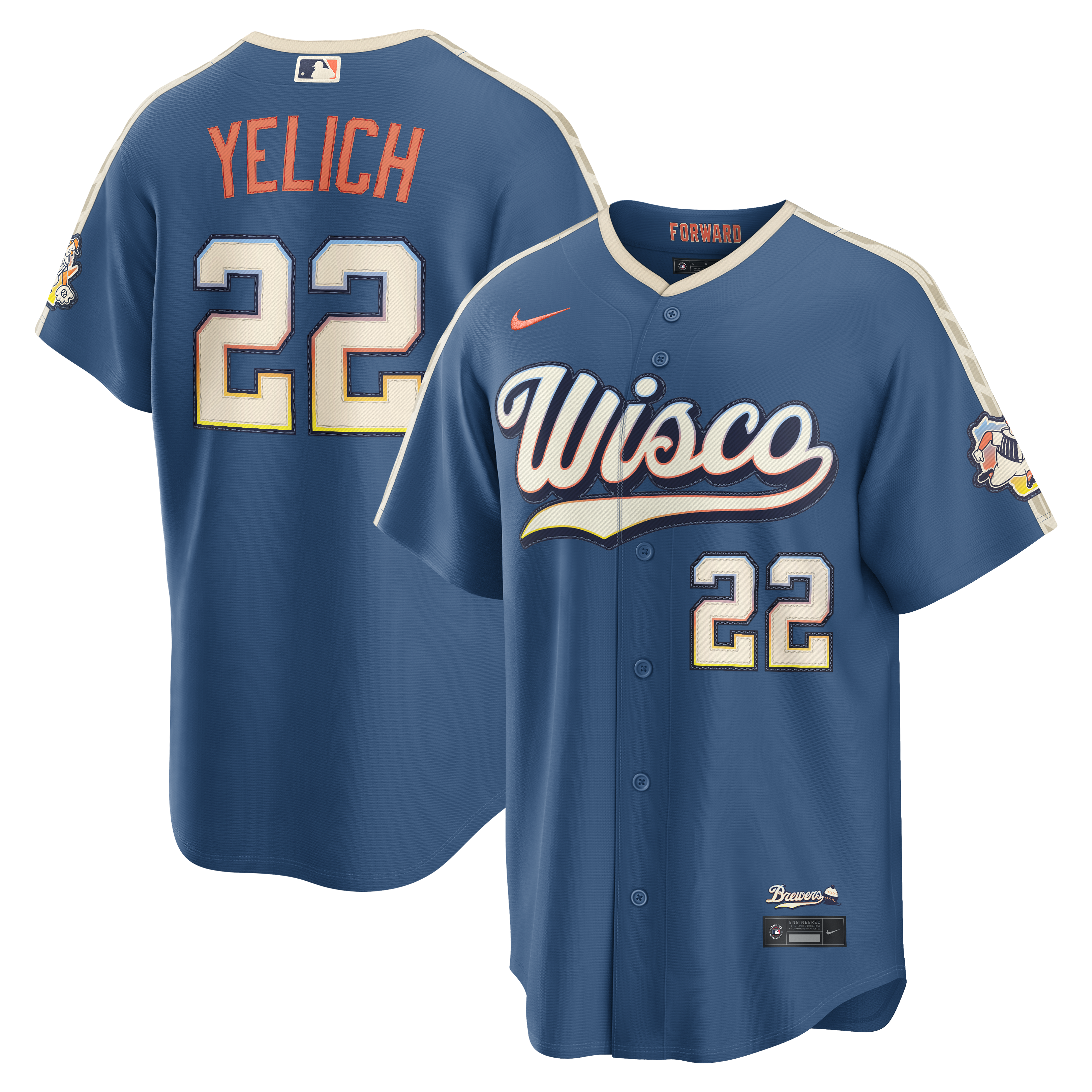 Christian Yelich Milwaukee Brewers 2026 City Connect Stadium Jersey - Mineral Blue