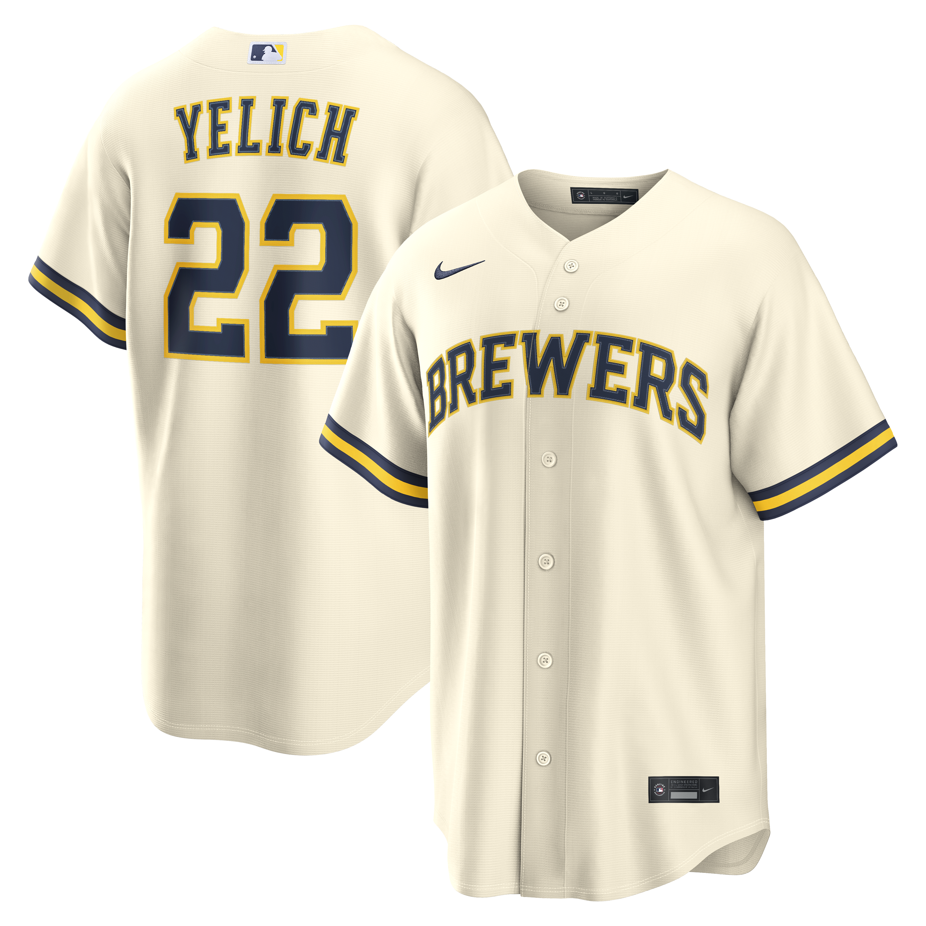 Christian Yelich Milwaukee Brewers Home Jersey - Cream