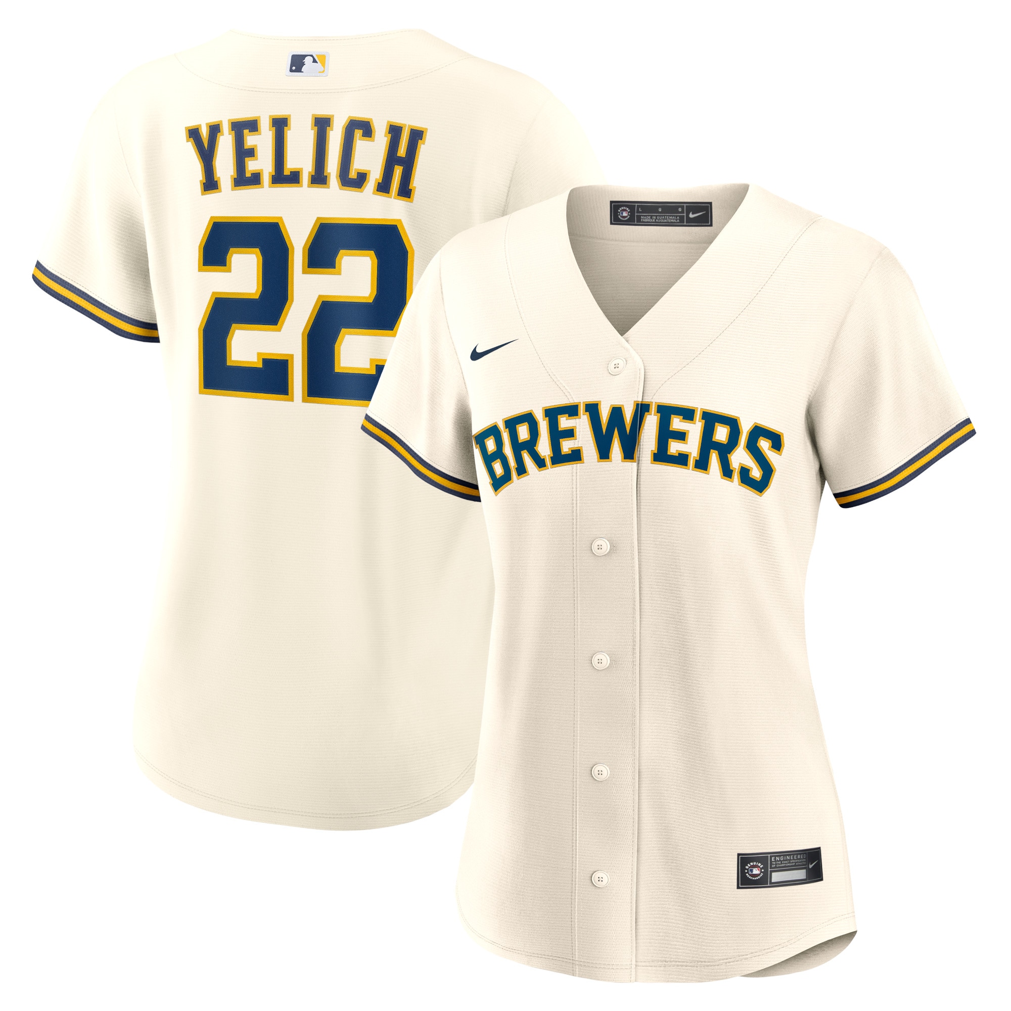 Christian Yelich Milwaukee Brewers Women's Home Player Jersey - Cream