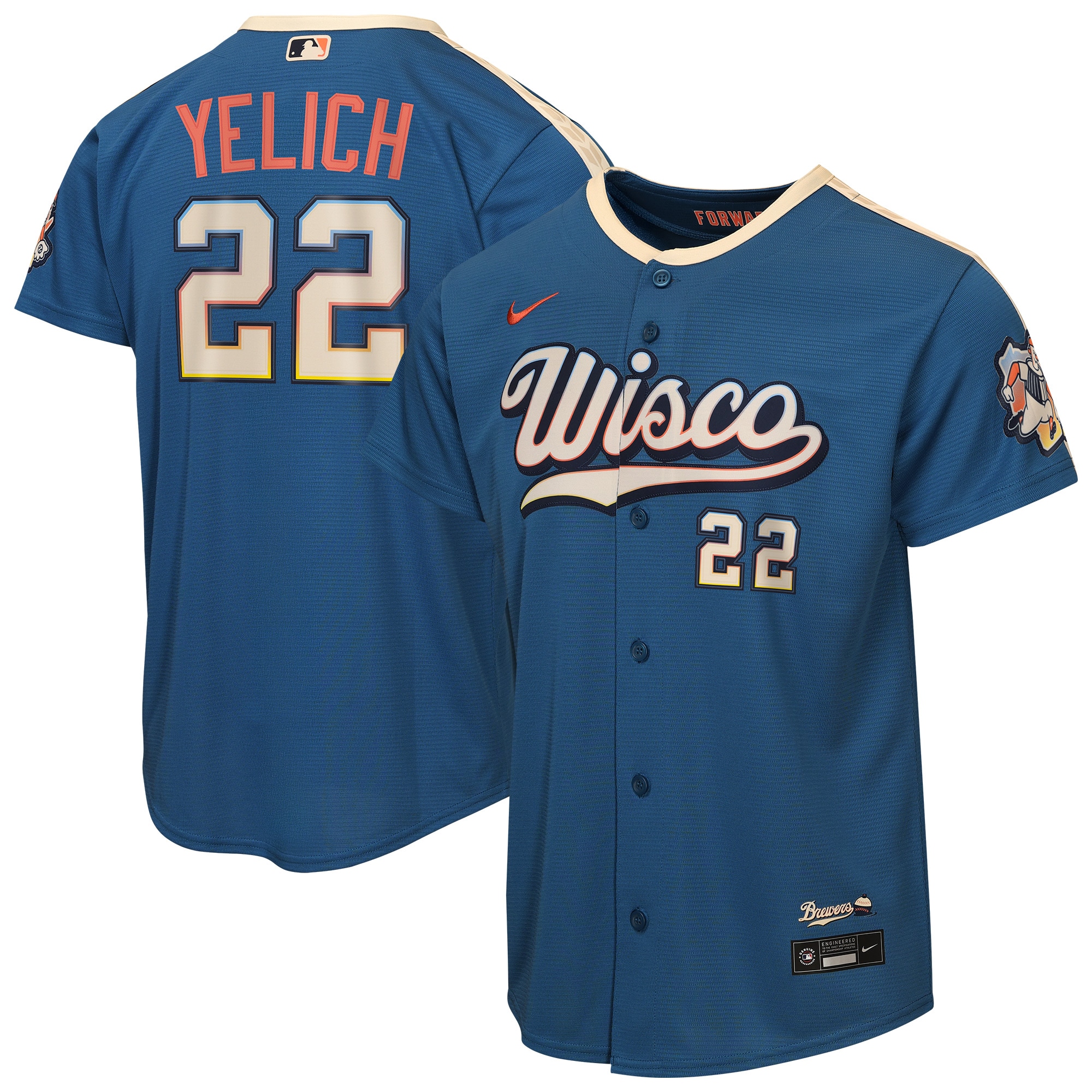 Christian Yelich Milwaukee Brewers Youth 2026 City Connect Stadium Jersey - Mineral Blue