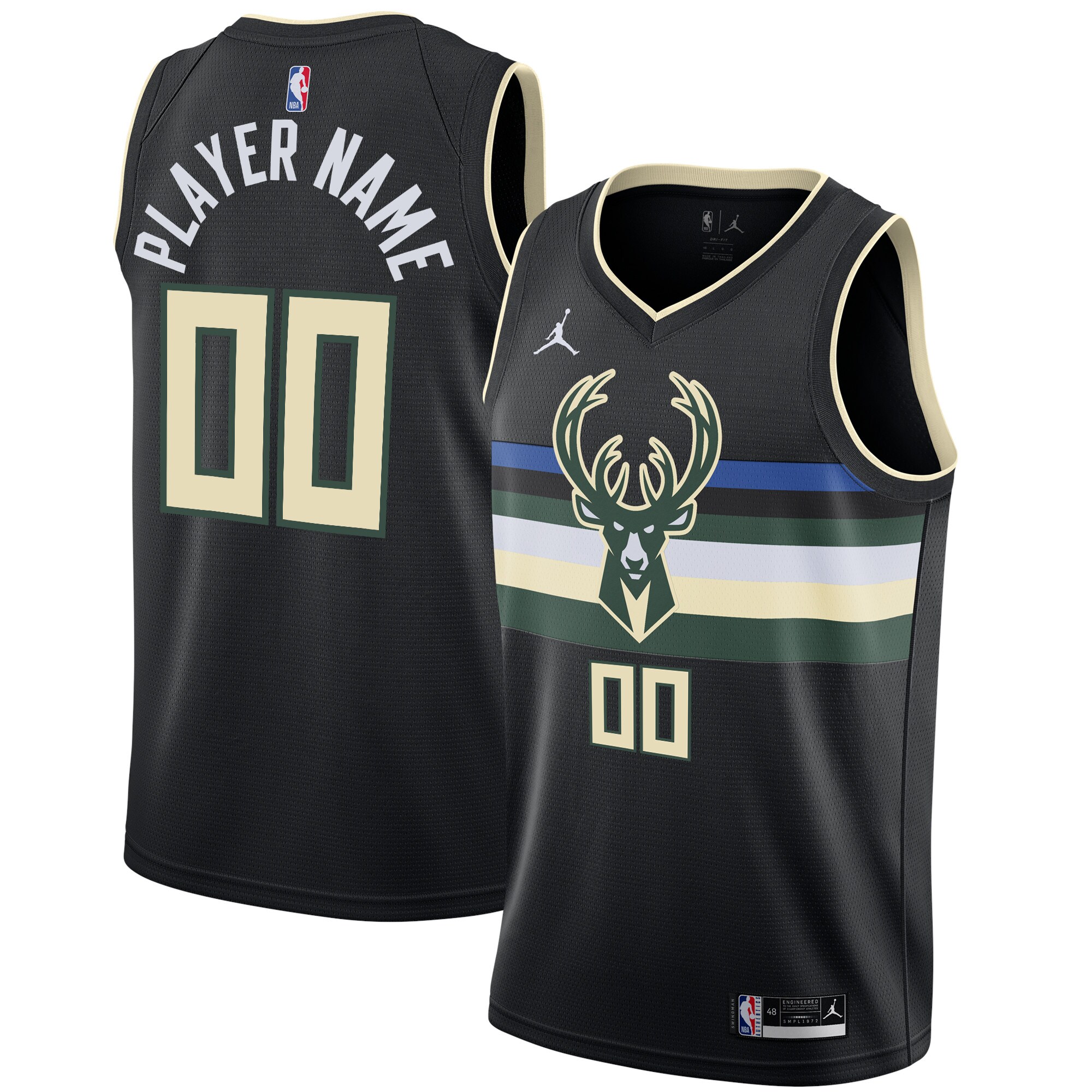 Alternative view of city Jordan Bucks Black Jersey - Jordan Bucks Black Jersey - City