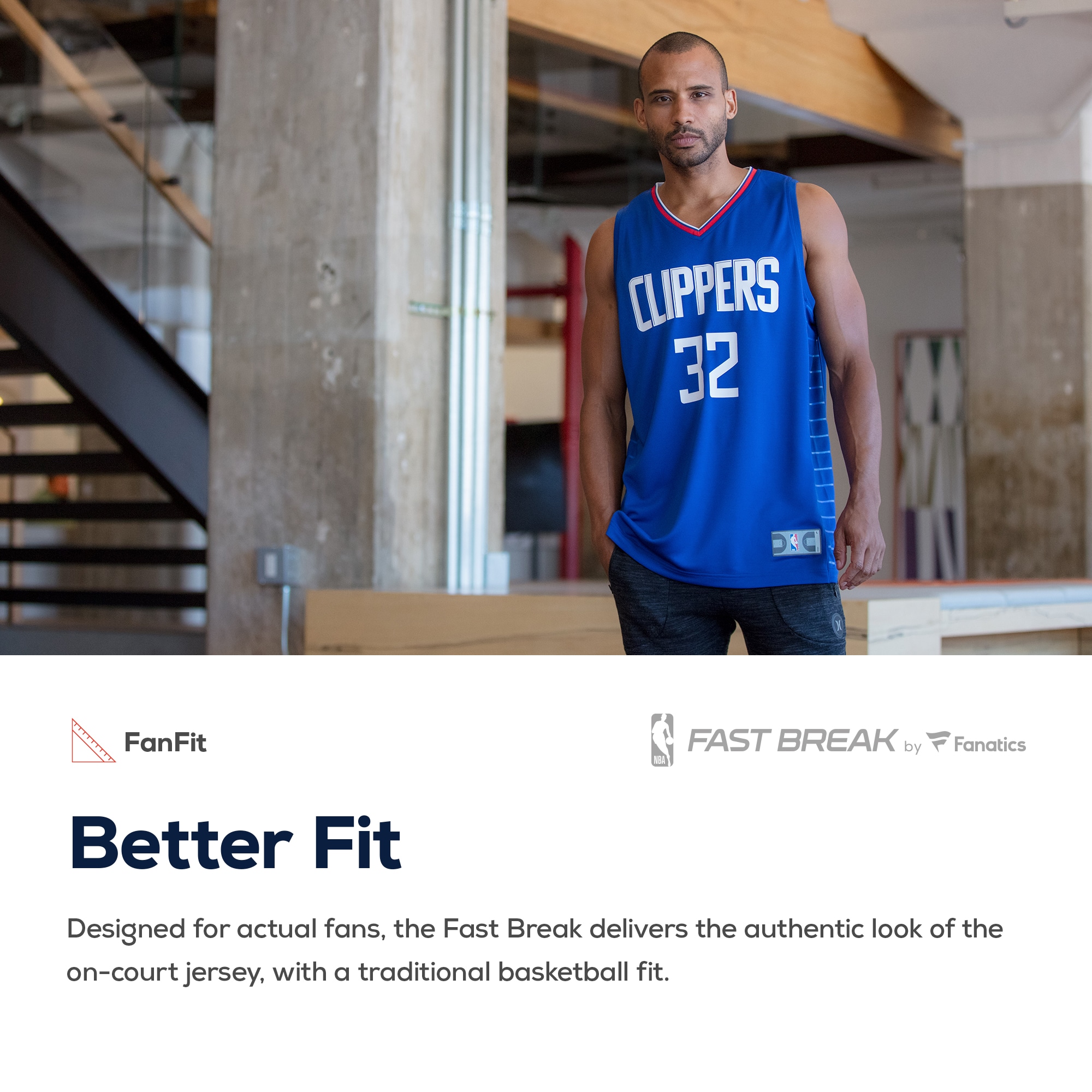 Alternative view of Clippers White Fast Break Jersey - Fanatics Clippers White Jersey