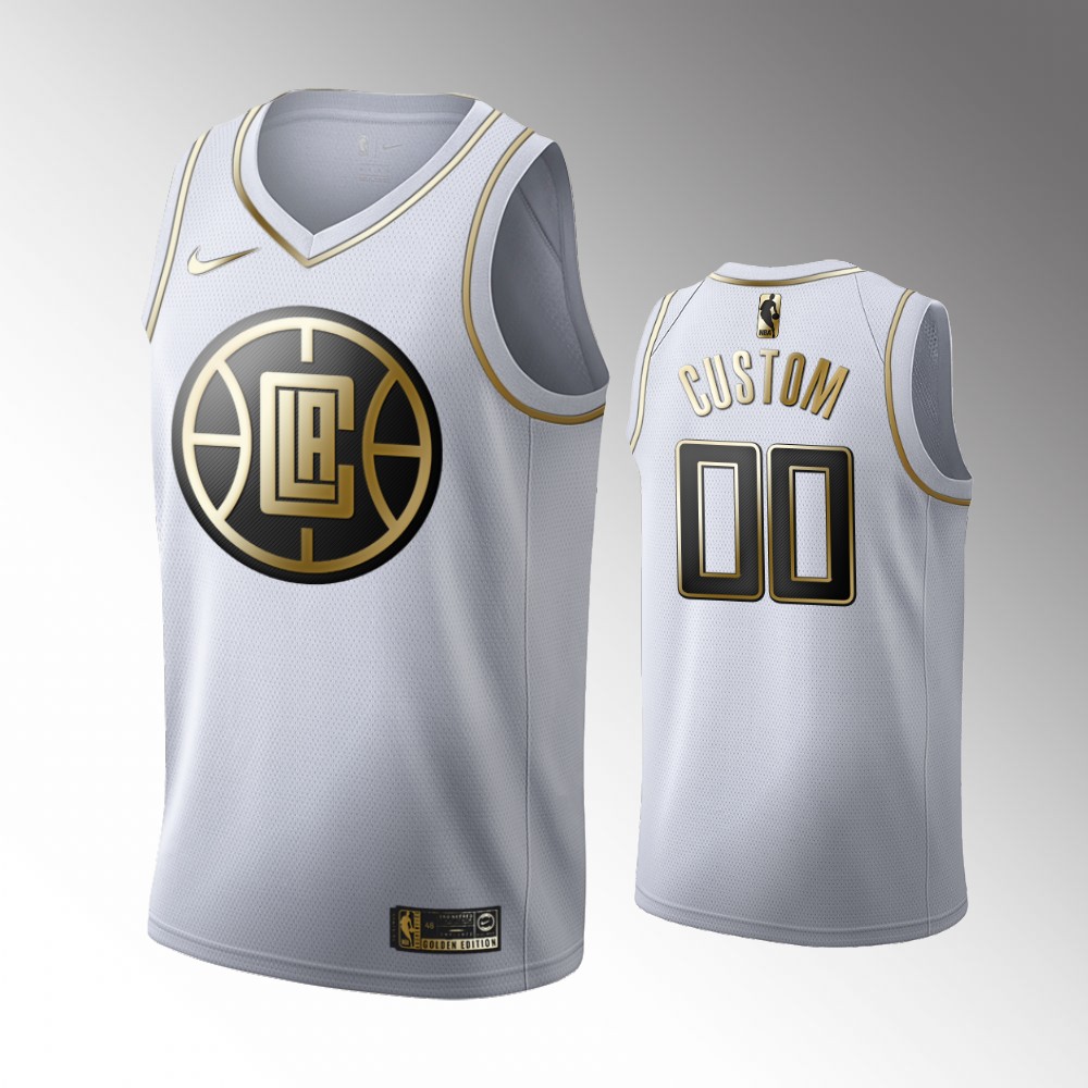 Clippers White Gold Custom Jersey - Nike - Golden Edition
