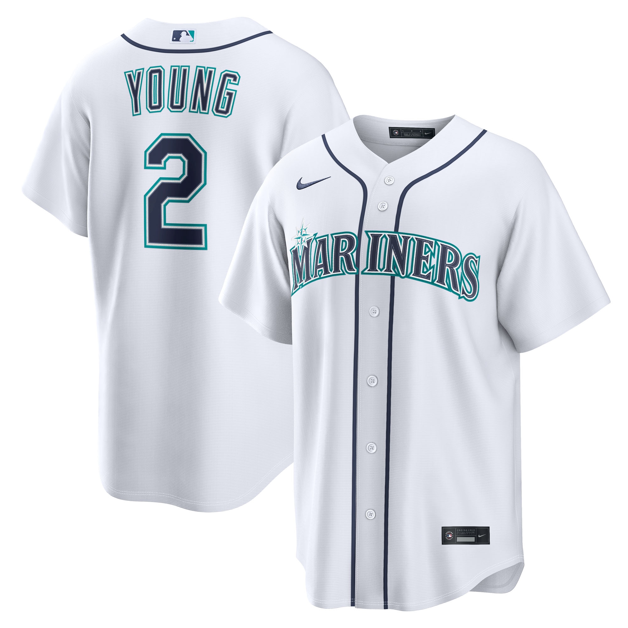 Cole Young Seattle Mariners Home Jersey - White