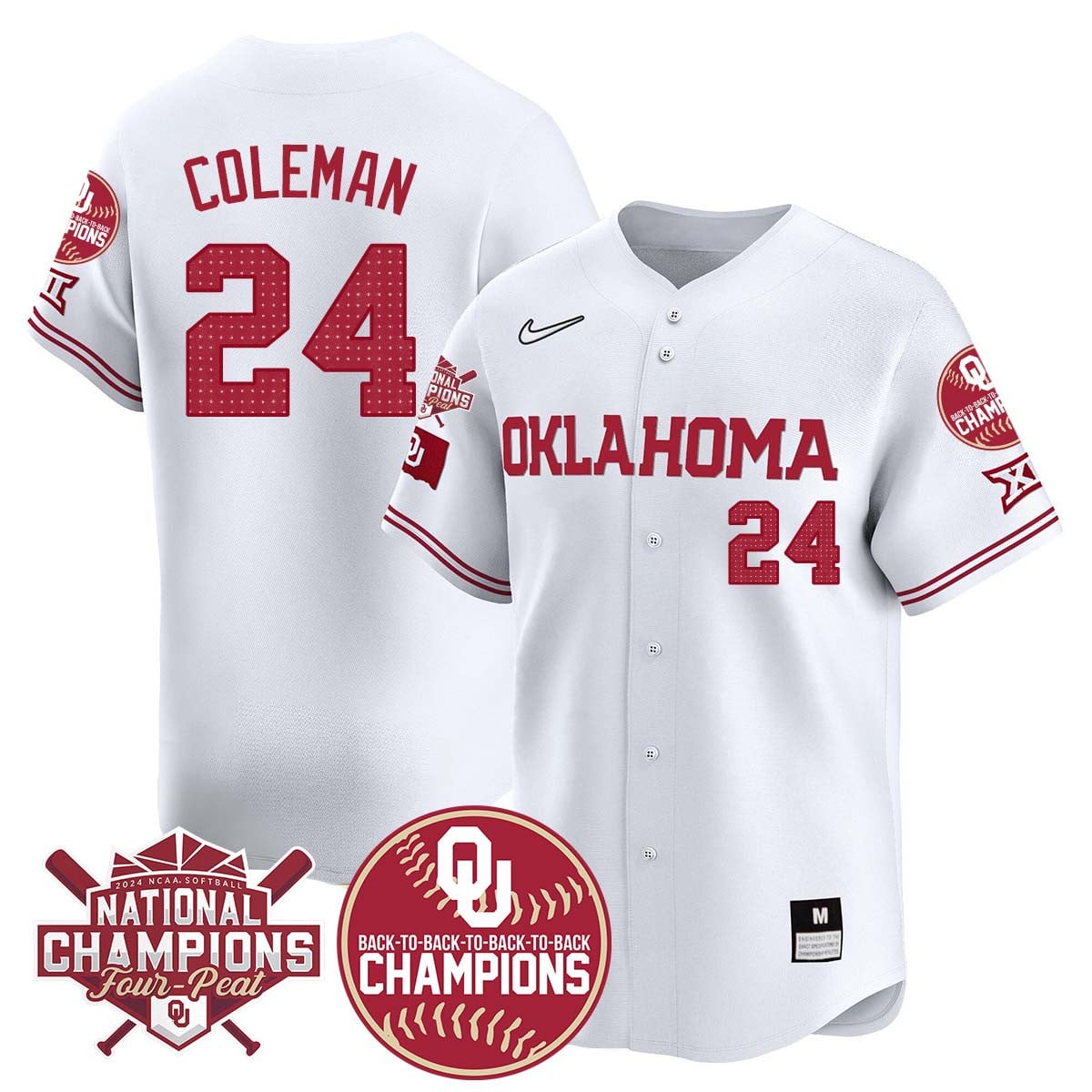 Alternative view of Coleman #24 Oklahoma Jersey - Nike Coleman #24 Oklahoma Champions