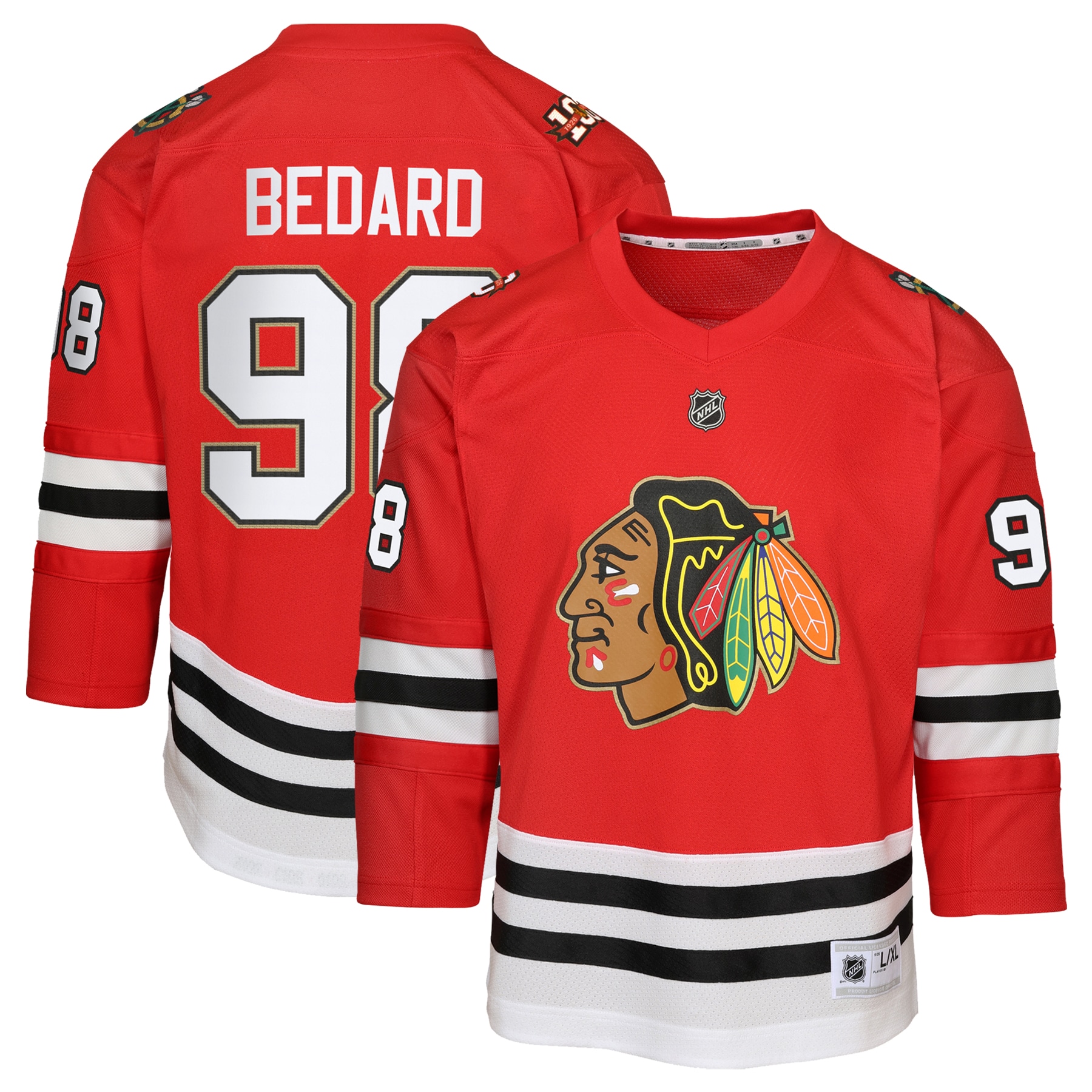 Connor Bedard Chicago Blackhawks Anniversary Centennial Player Jersey Youth Anniversary Centennial Player Jersey - Red