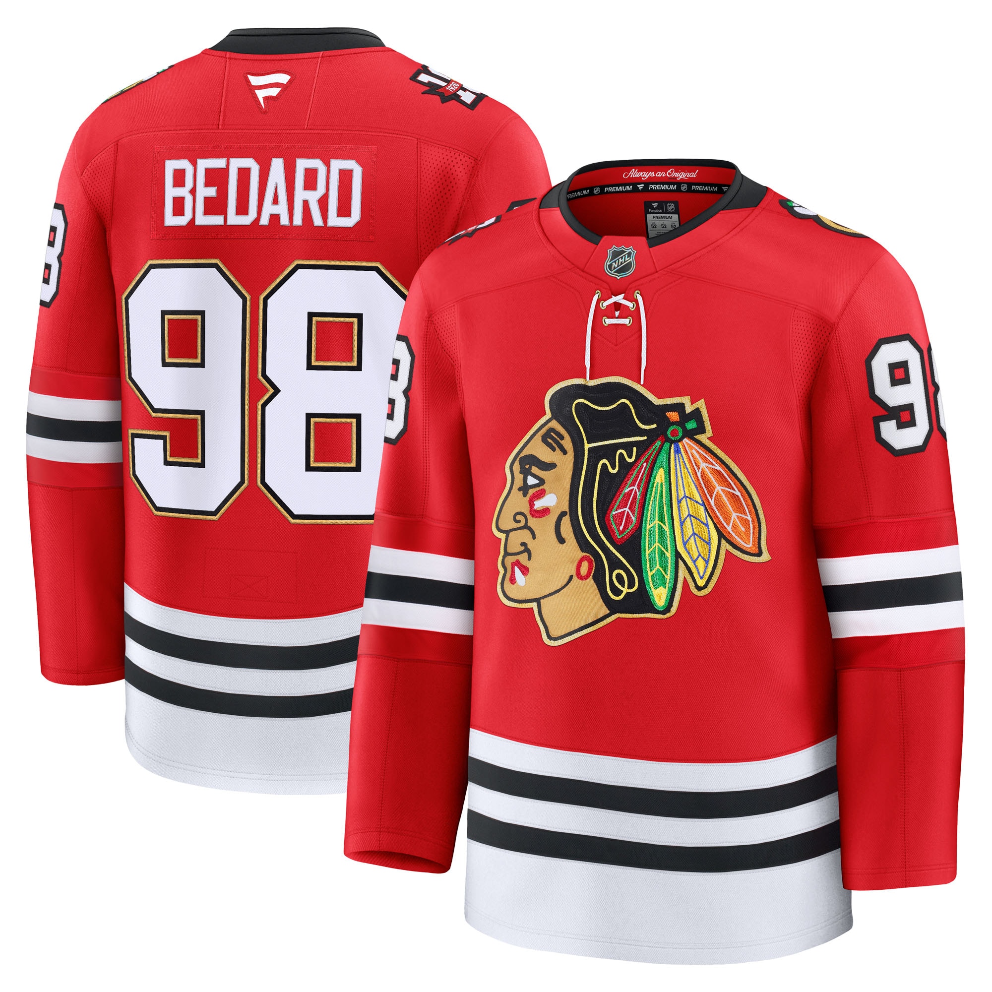 Connor Bedard Chicago Blackhawks Fanatics Centennial Premium Player Jersey - Red