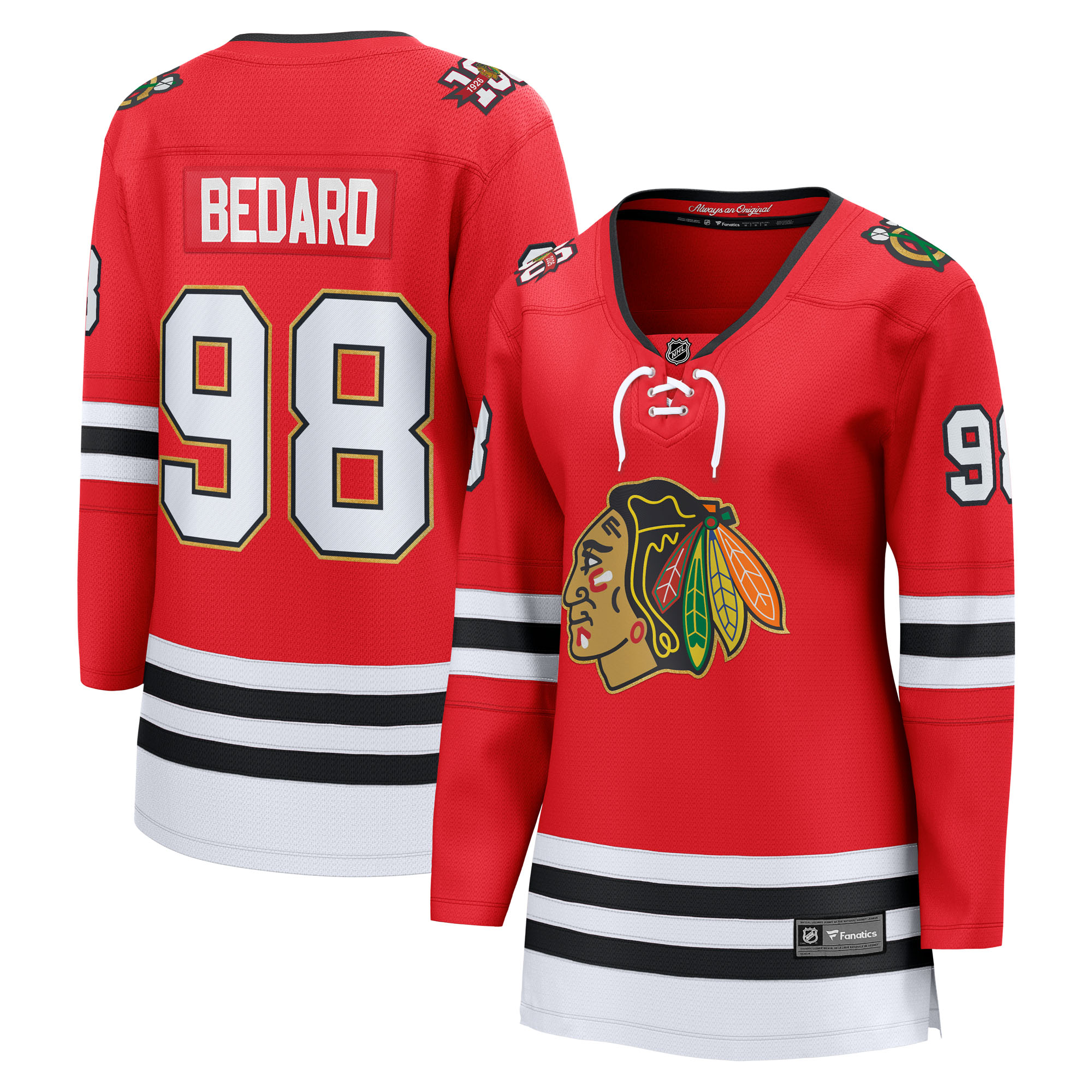 Connor Bedard Chicago Blackhawks Fanatics Women's Centennial Breakaway Player Jersey - Red