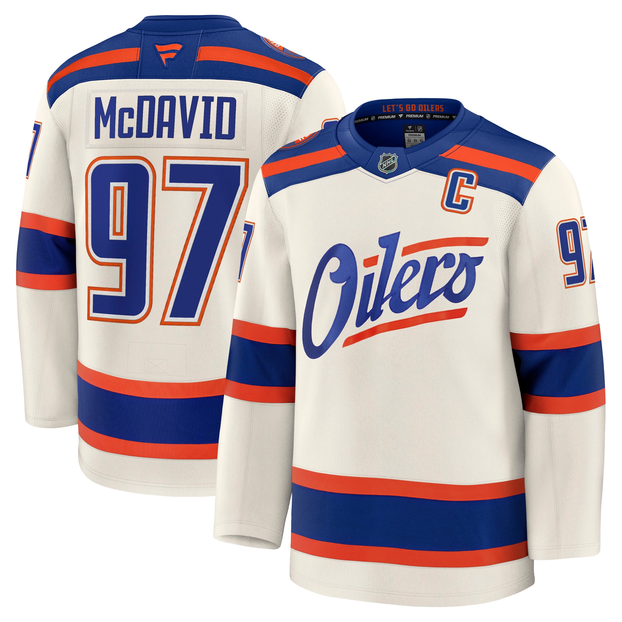 Connor McDavid Edmonton Oilers Fanatics Alternate Premium Jersey - Light Beige