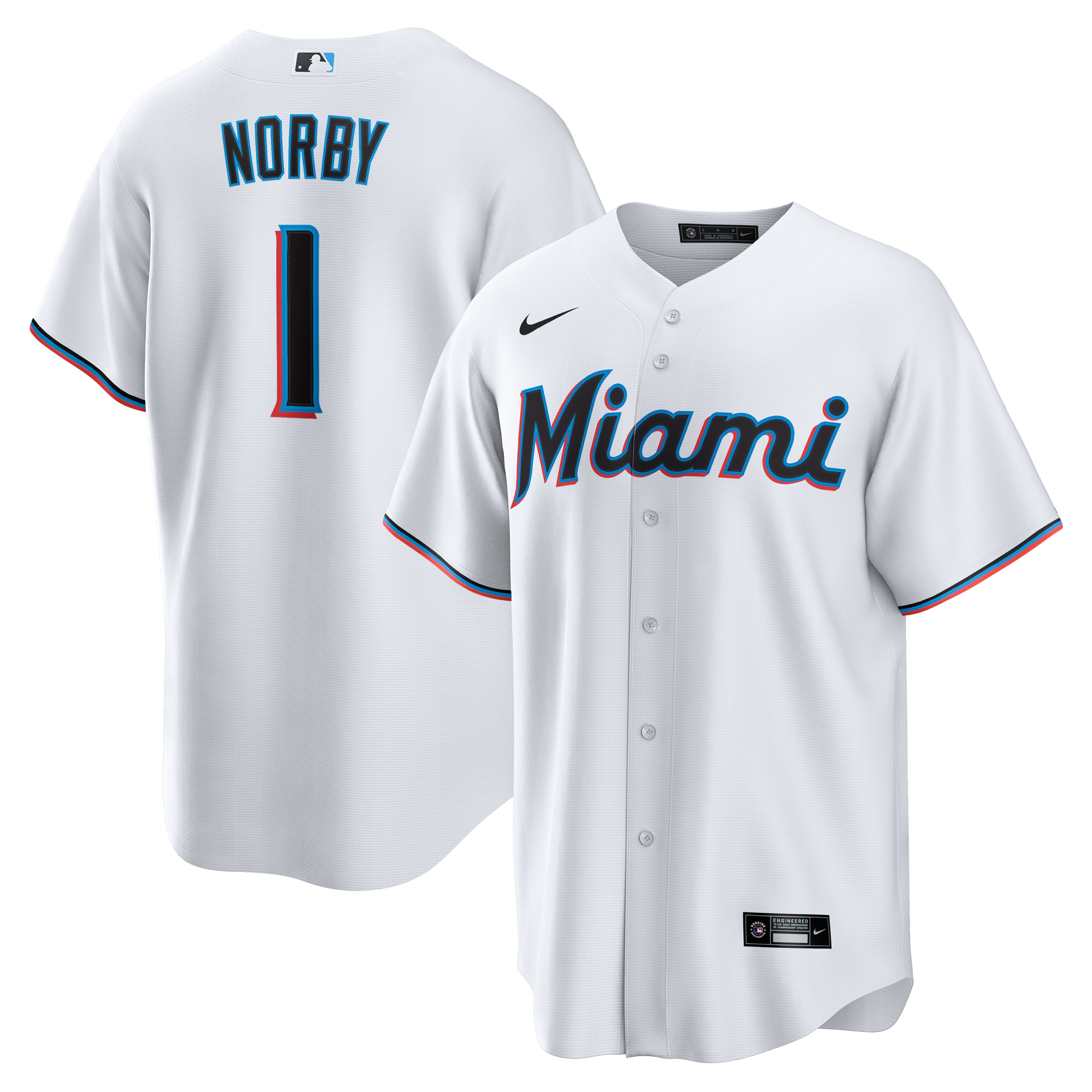 Connor Norby Miami Marlins Home Jersey - White