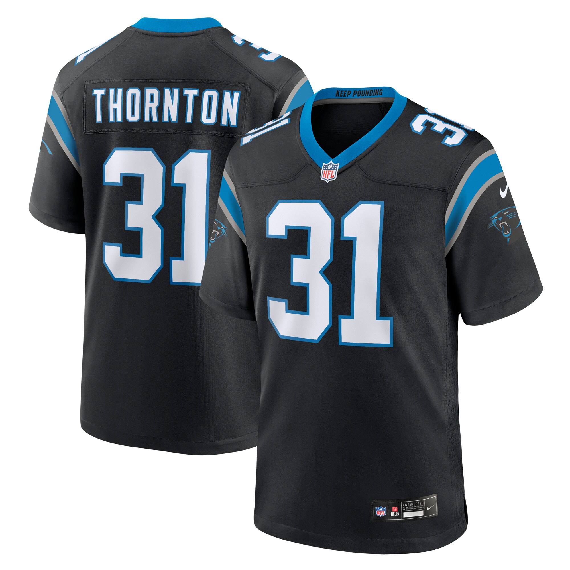 Corey Thornton Carolina Panthers Team Game Jersey - Black