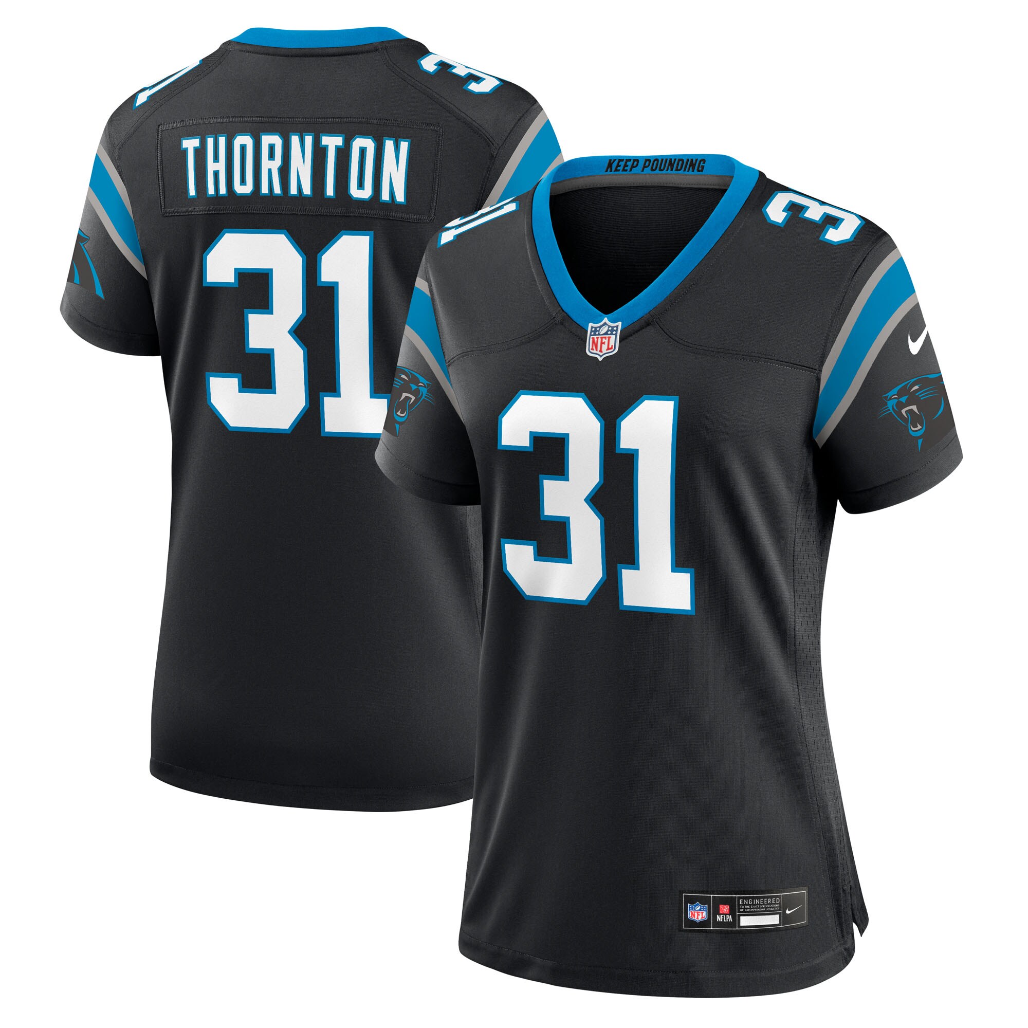 Corey Thornton Carolina Panthers Women's Team Game Jersey - Black