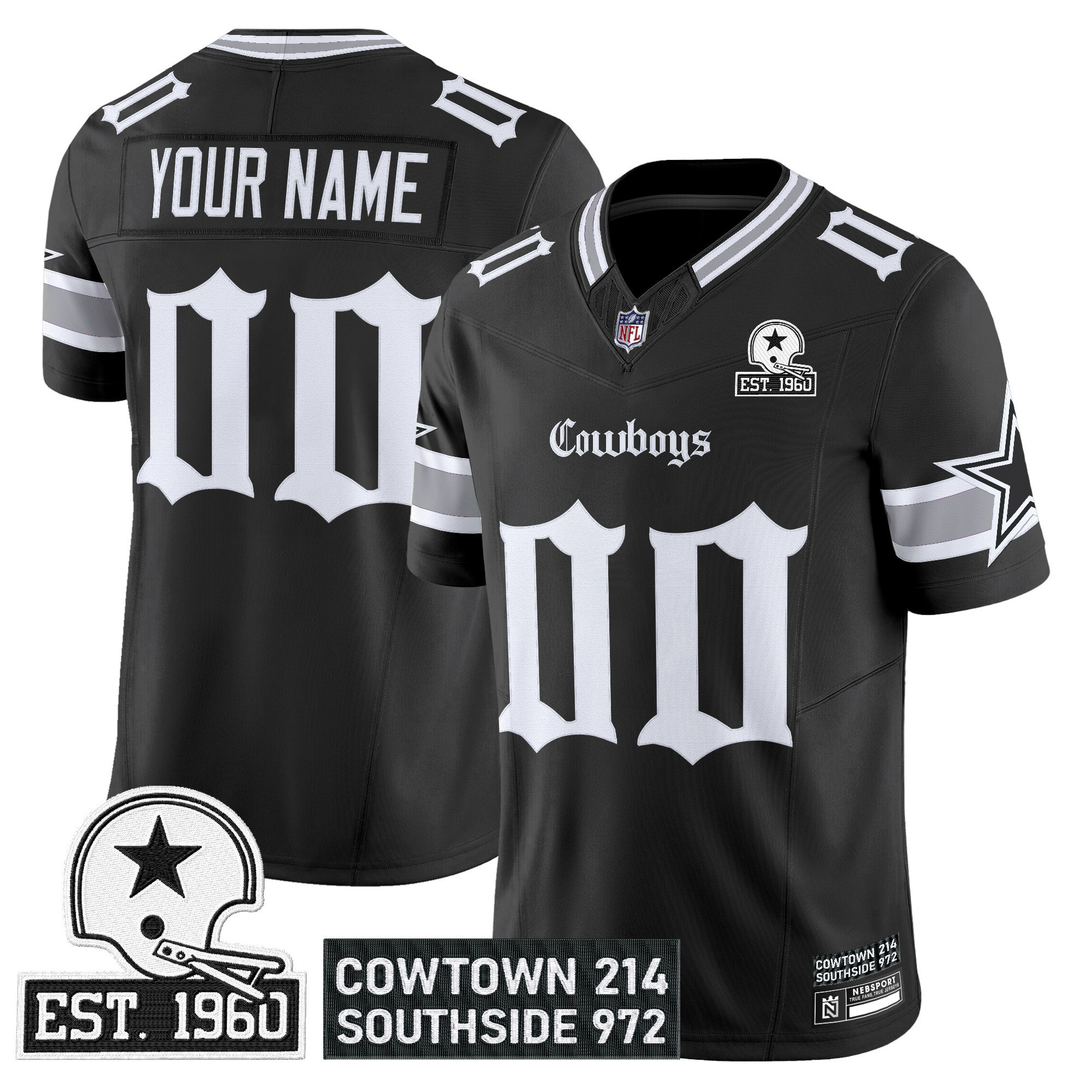 Cowboys Black Custom Jersey - Dallas - Nike