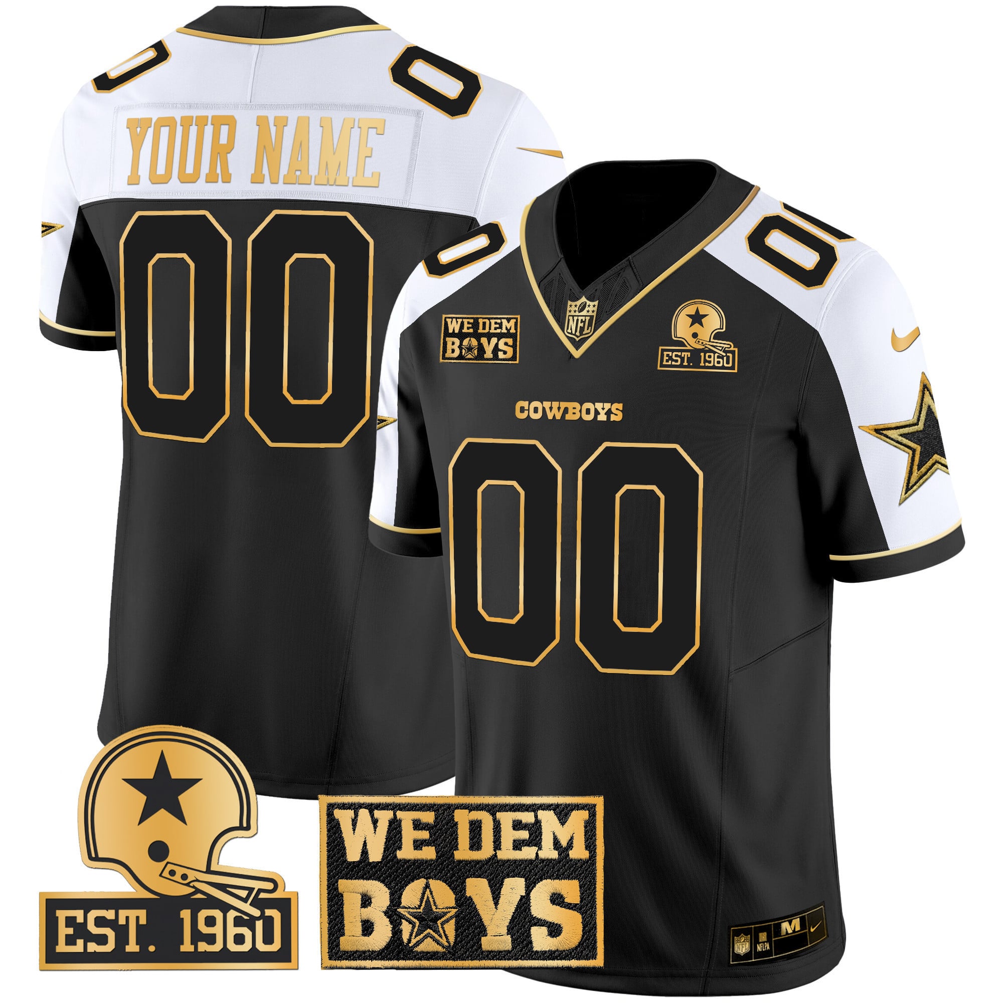 Cowboys Black Gold Jersey - Nike - Personalized NFL Style