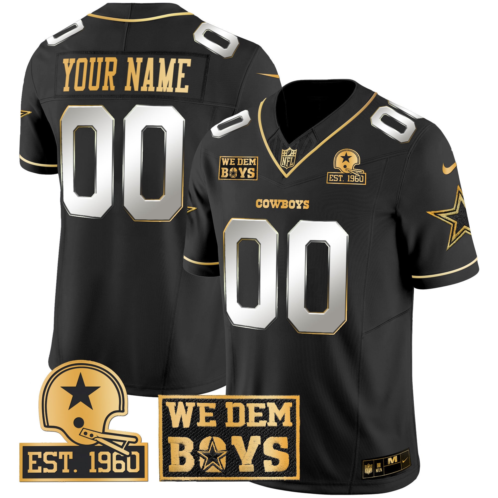 Alternative view of Cowboys Black Gold Jersey - Nike - Personalized NFL Style