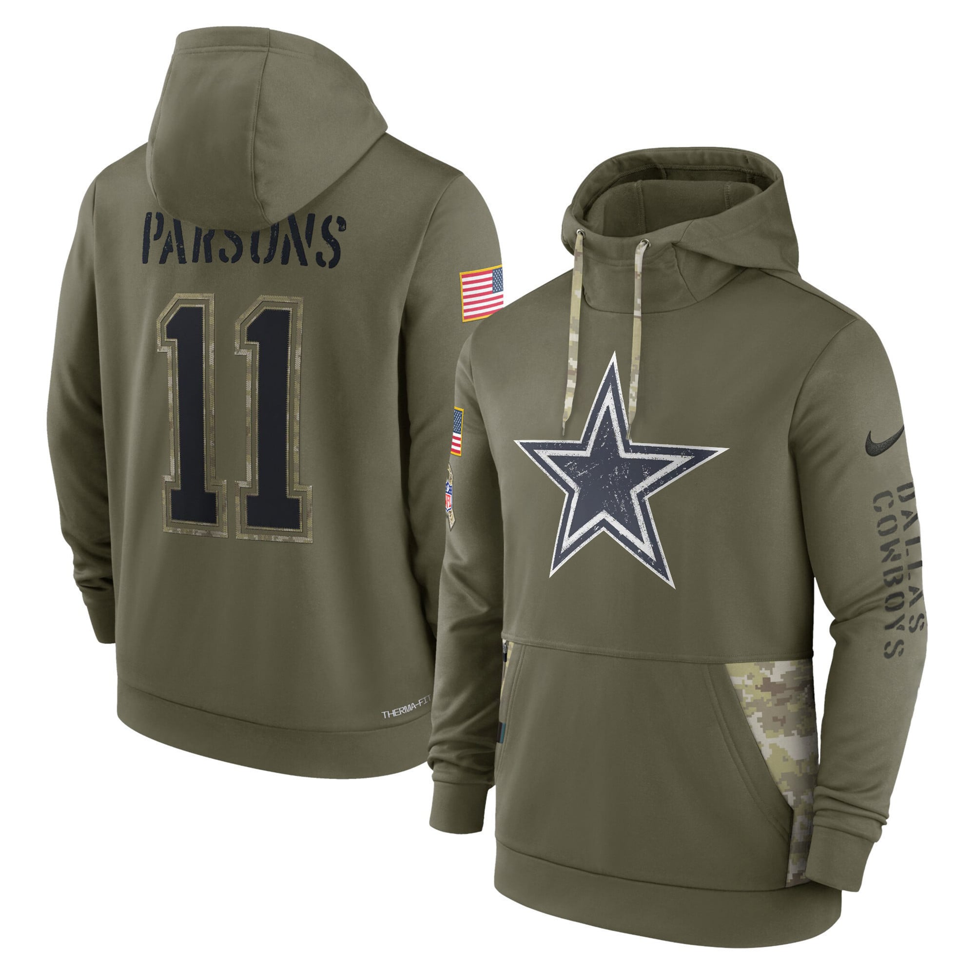 Cowboys Parsons Olive Hoodie - Nike - Camo Accents