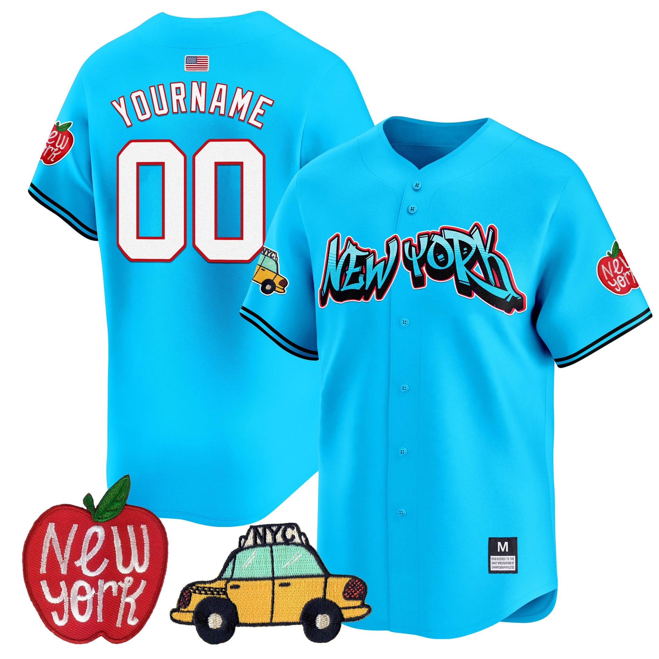 Alternative view of Cream New York Baseball Jersey - Majestic - Taxi Apple Design