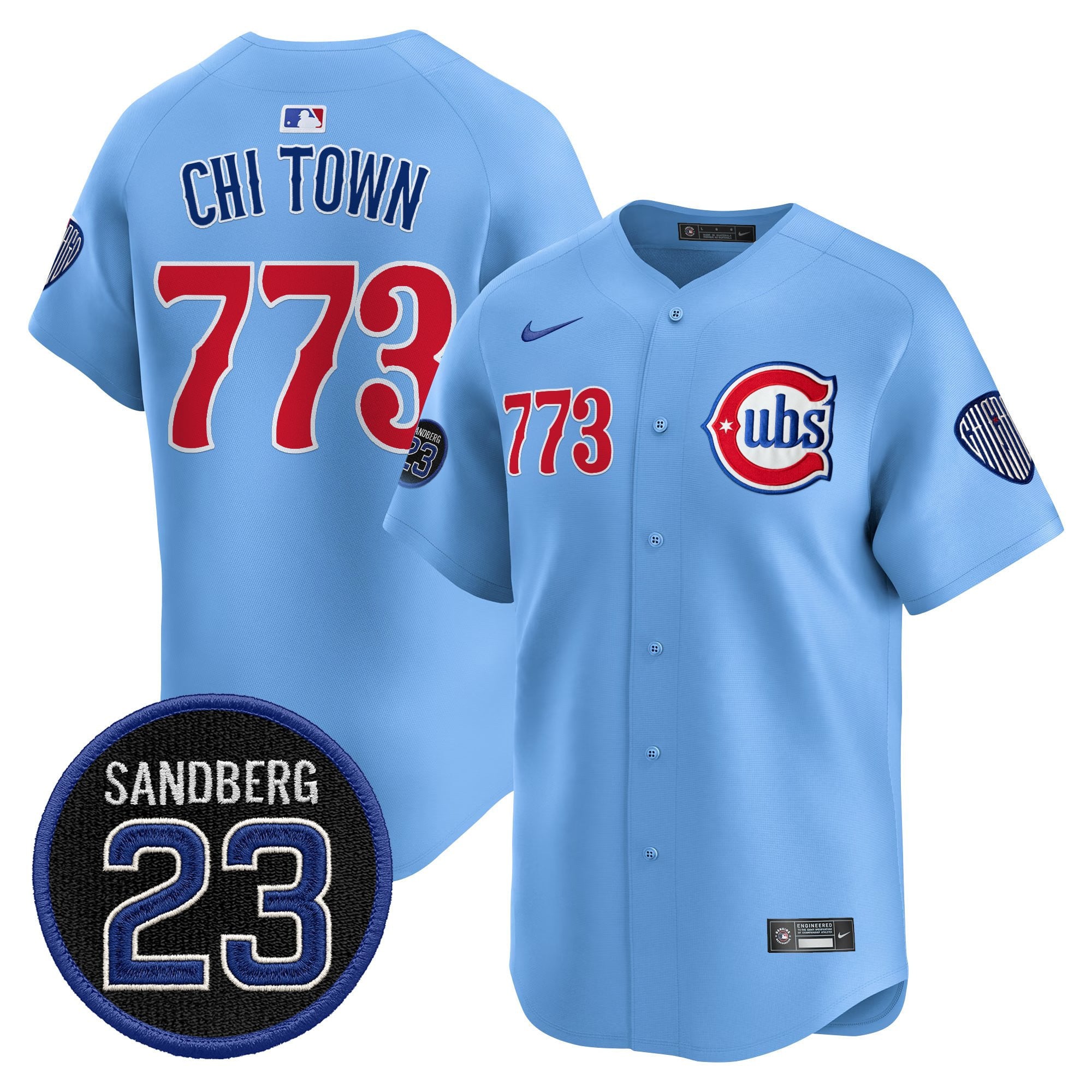 Alternative view of Cubs Sandberg #23 Jersey - Nike - Powder Blue Throwback