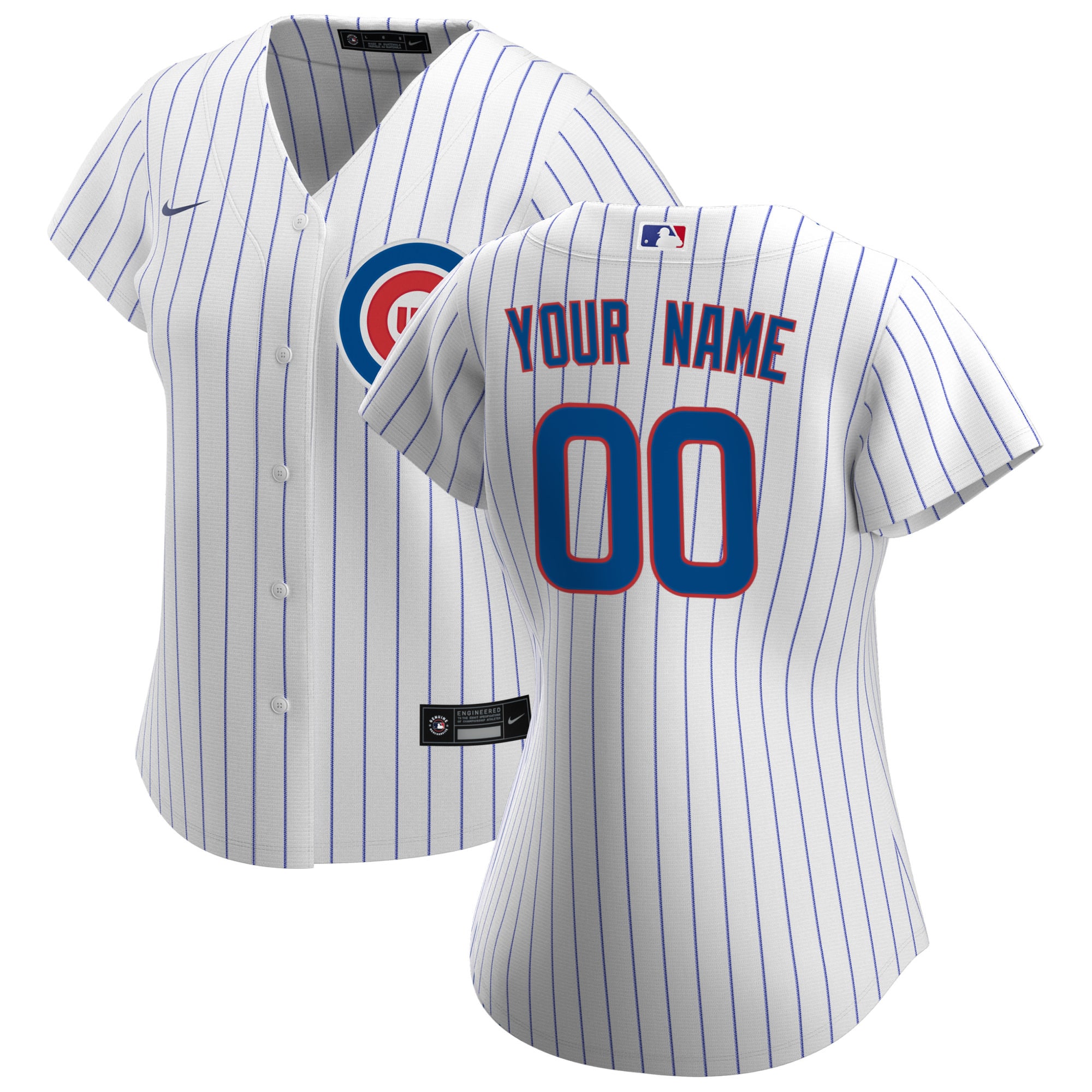 Cubs White Pinstripe Custom Jersey nike - Nike Cubs White Pinstripe 2