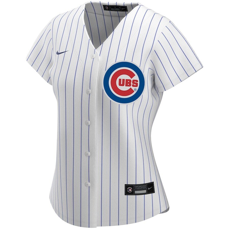 Alternative view of Cubs White Pinstripe Custom Jersey nike - Nike Cubs White Pinstripe 3