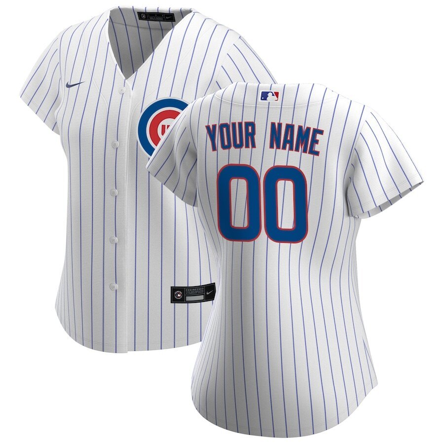 Cubs White Pinstripe Custom Jersey nike - Nike Cubs White Pinstripe 3
