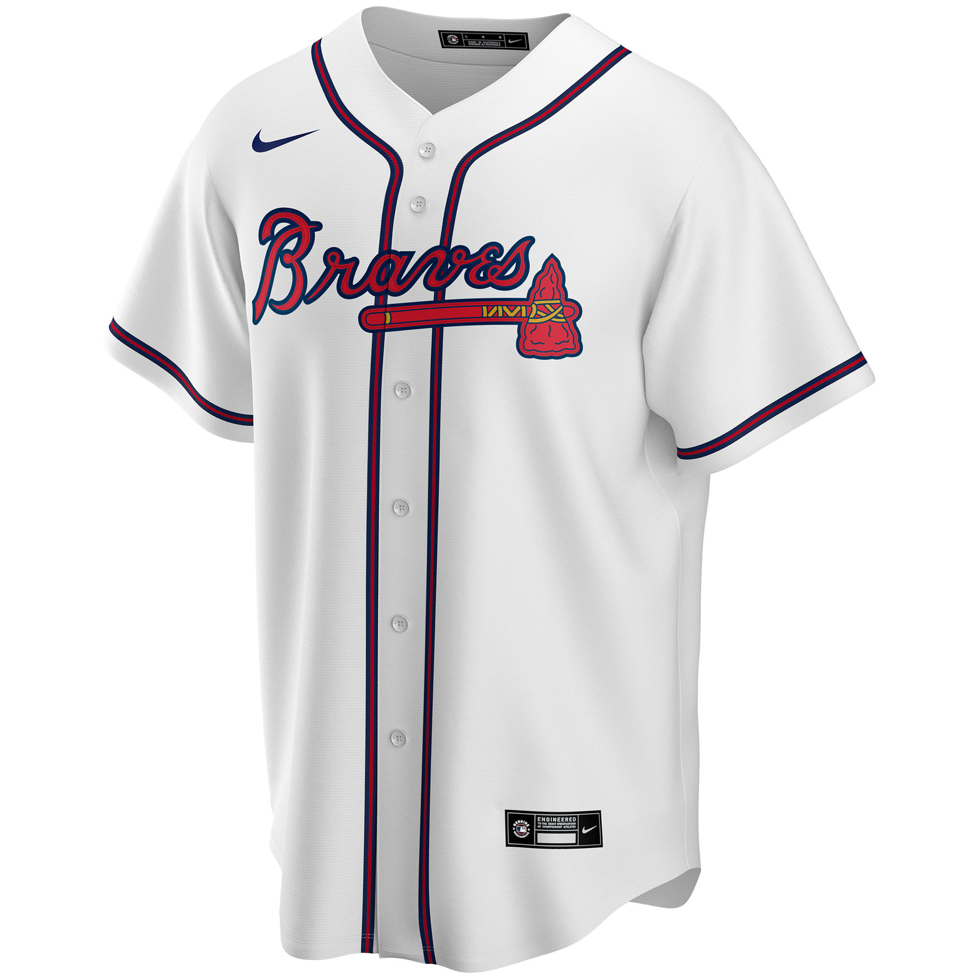 Alternative view of Custom Braves White Jersey - Custom Nike Braves White Home Jersey
