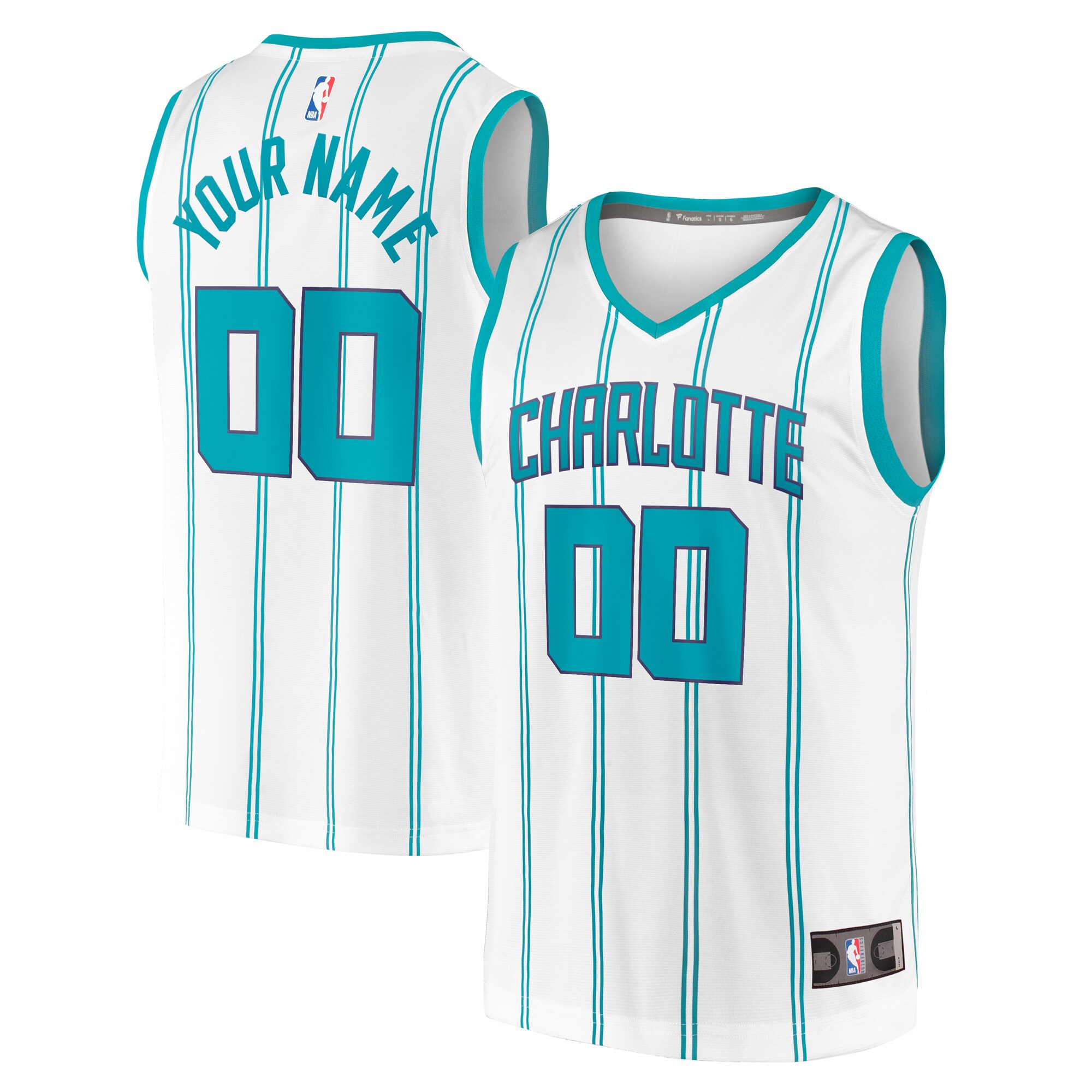 Custom Charlotte Hornets Jersey - Fanatics White Striped Edition