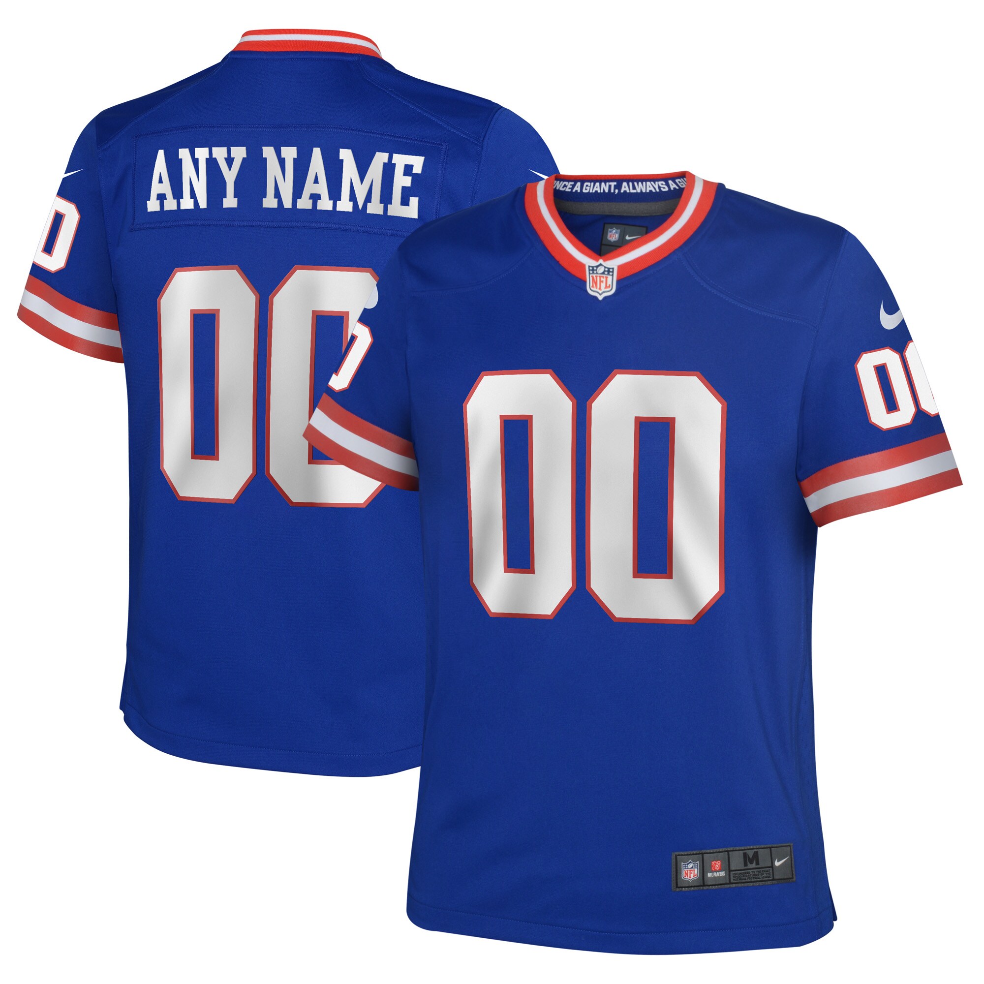 Alternative view of custom Giants Royal Blue Jersey - Giants Royal Blue Custom Jersey