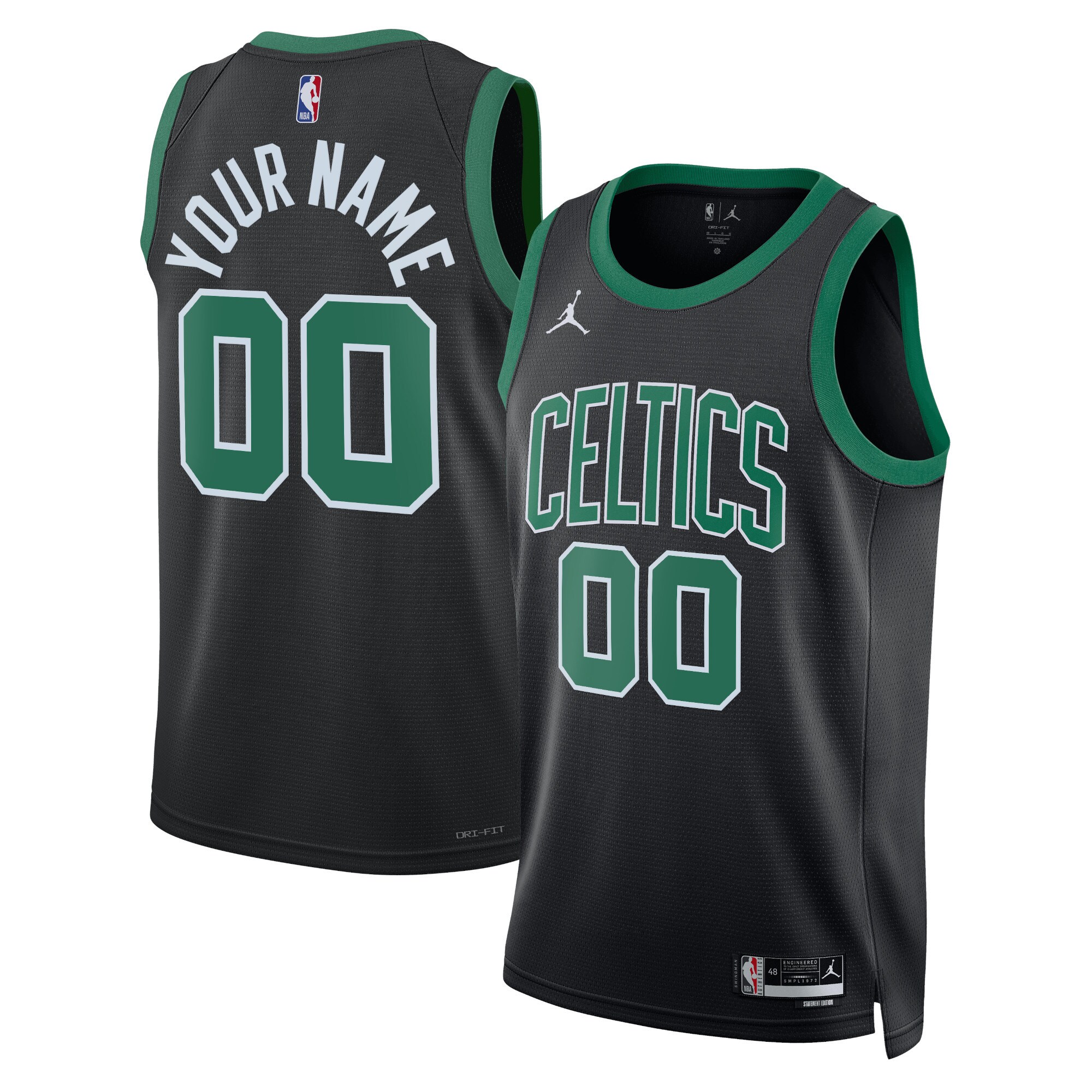 Alternative view of custom Jordan Celtics Black Statement Jersey - Jordan Celtics Black