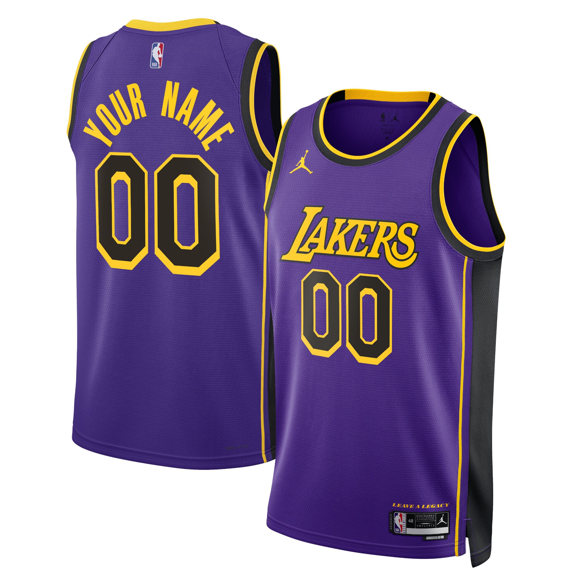 Alternative view of custom Jordan Lakers Purple Jersey - Jordan Lakers Purple Custom