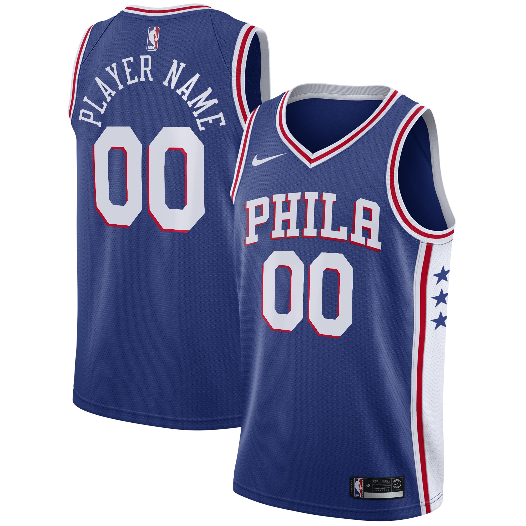 Alternative view of custom Nike 76ers Blue Jersey - Nike 76ers Blue Jersey - Custom