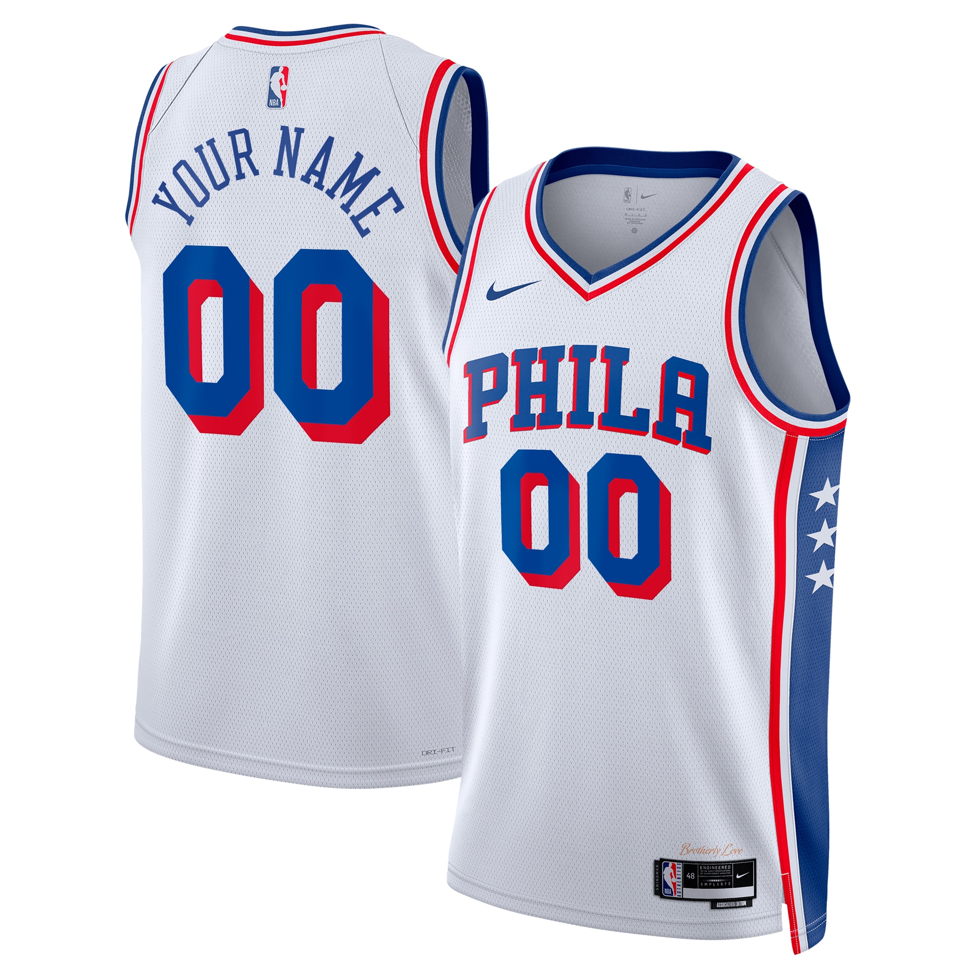 Custom Nike 76ers White Jersey - Association Edition