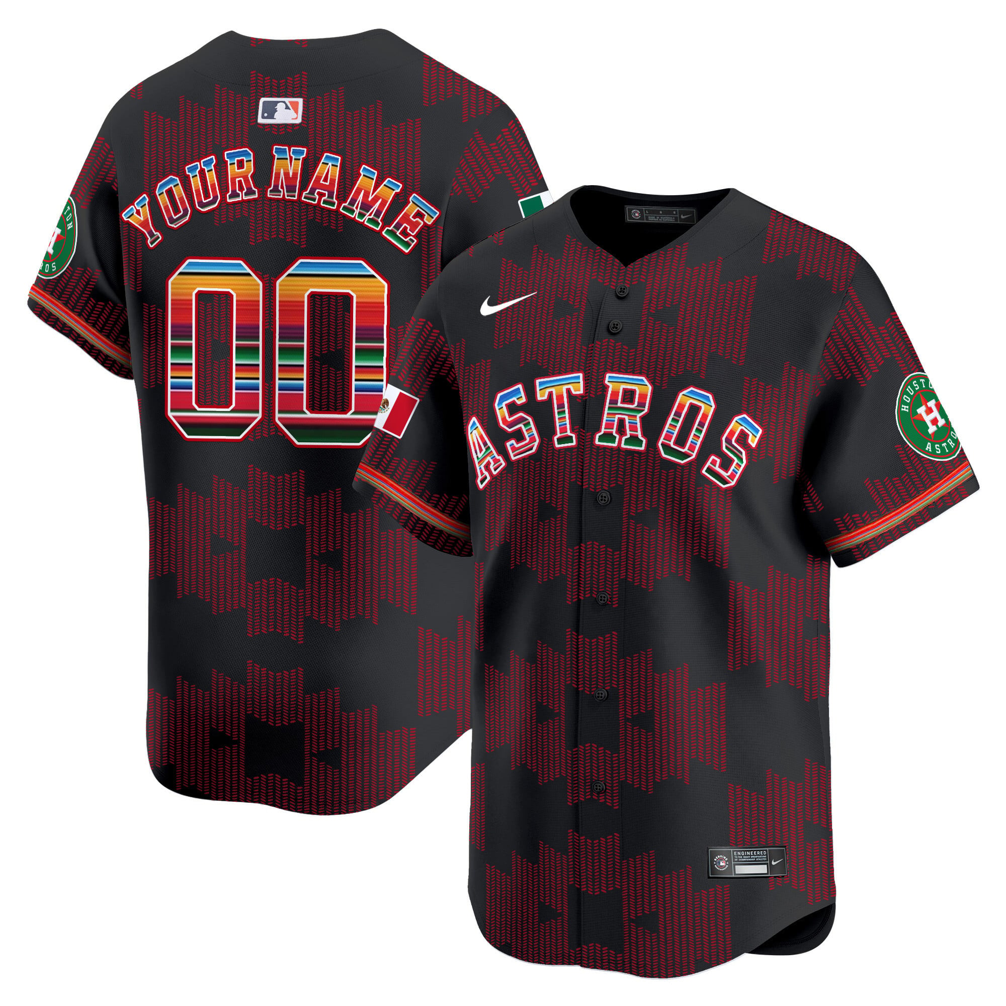 Alternative view of custom Nike Astros Serape Jersey - Nike Astros Serape Jersey - Custom