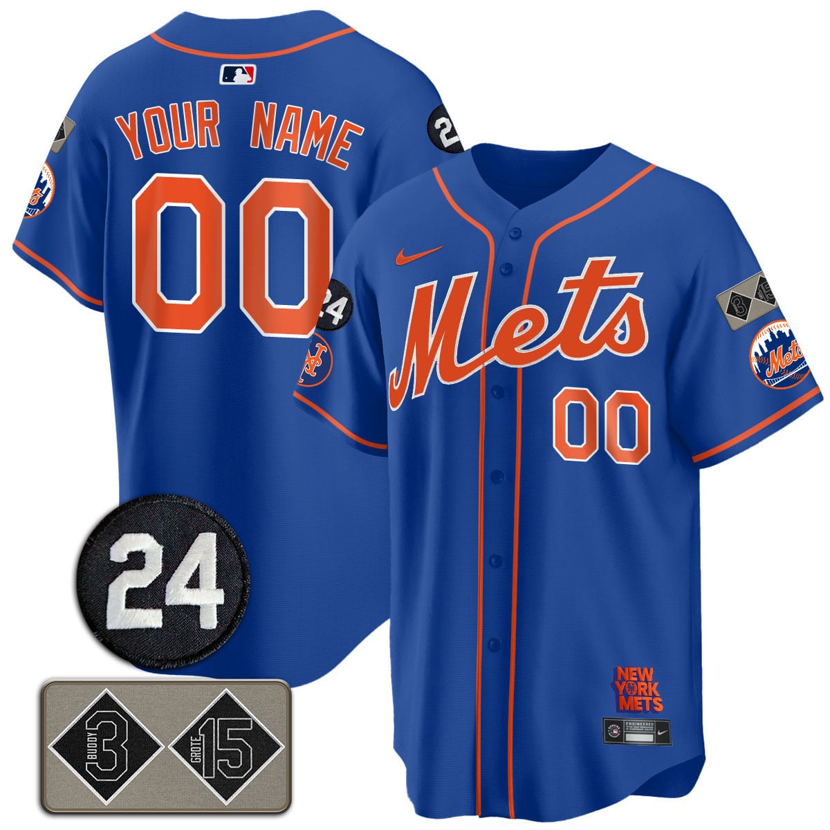 Alternative view of custom Nike Black Mets Jersey - Nike Black Mets Jersey - Custom