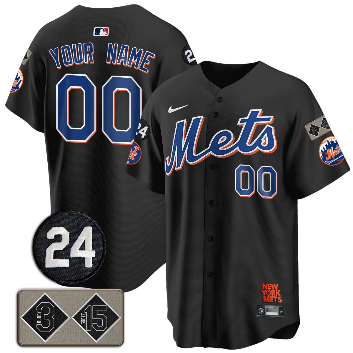 custom Nike Black Mets Jersey - Nike Black Mets Jersey - Custom