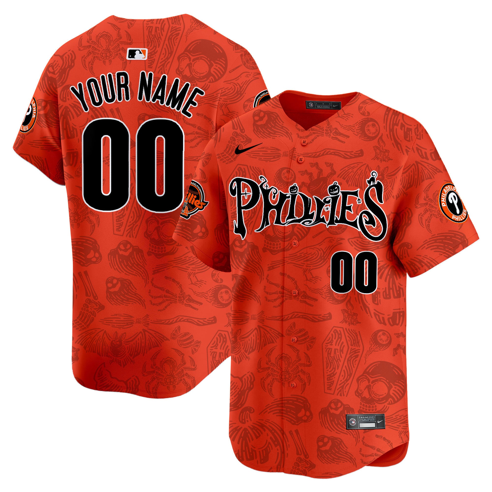 Alternative view of custom Nike Phillies Halloween Jersey - Nike Phillies Halloween Jersey