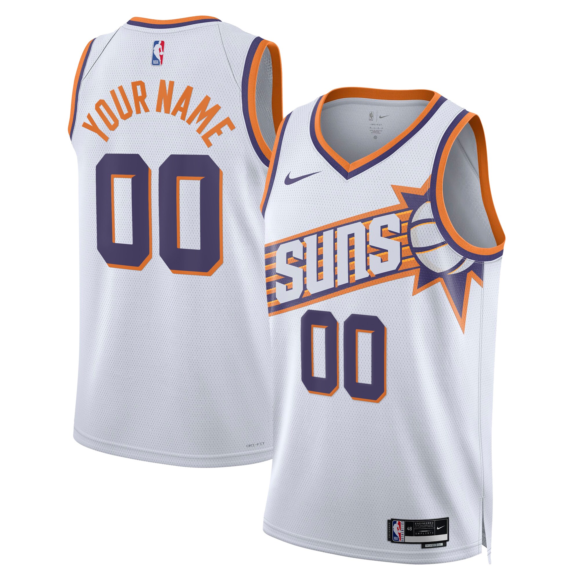 Custom Nike Suns White Jersey - Association Edition