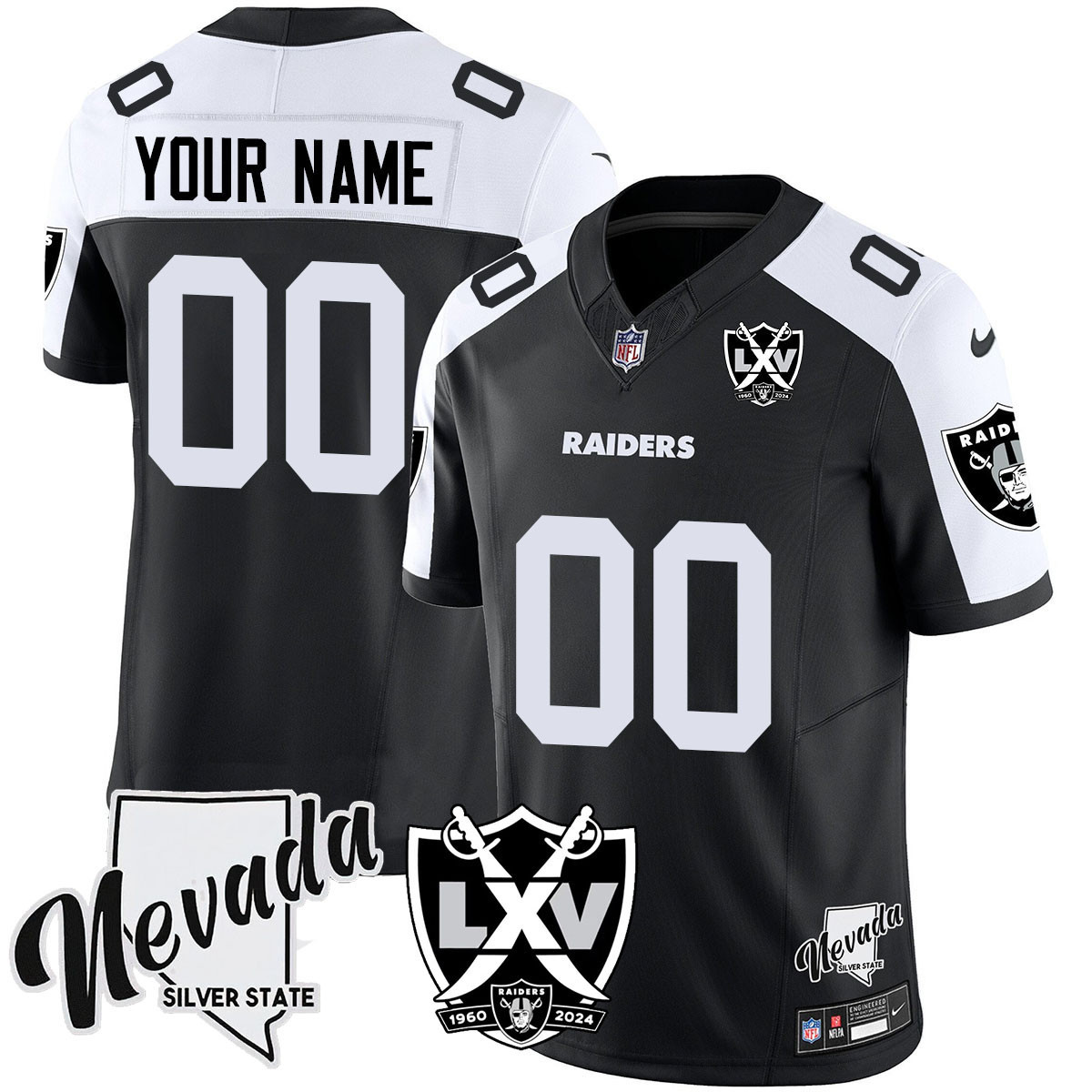 Custom Raiders Black Jersey - Custom Raiders Black & White Jersey
