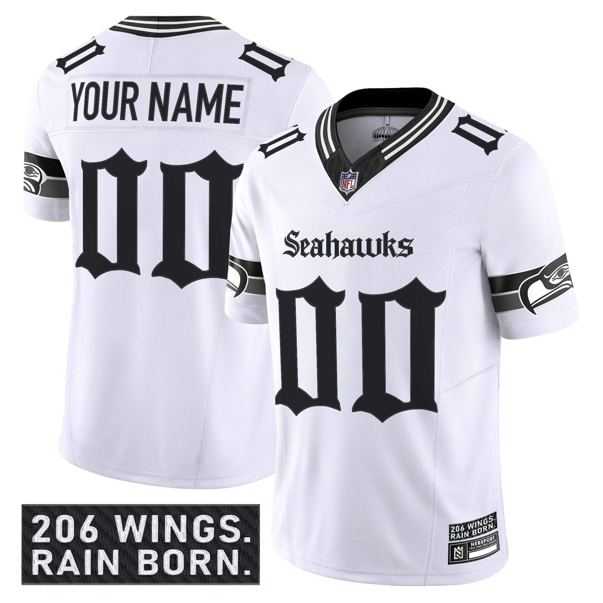 Alternative view of Custom Seahawks Black Jersey - Personalize Your Style!