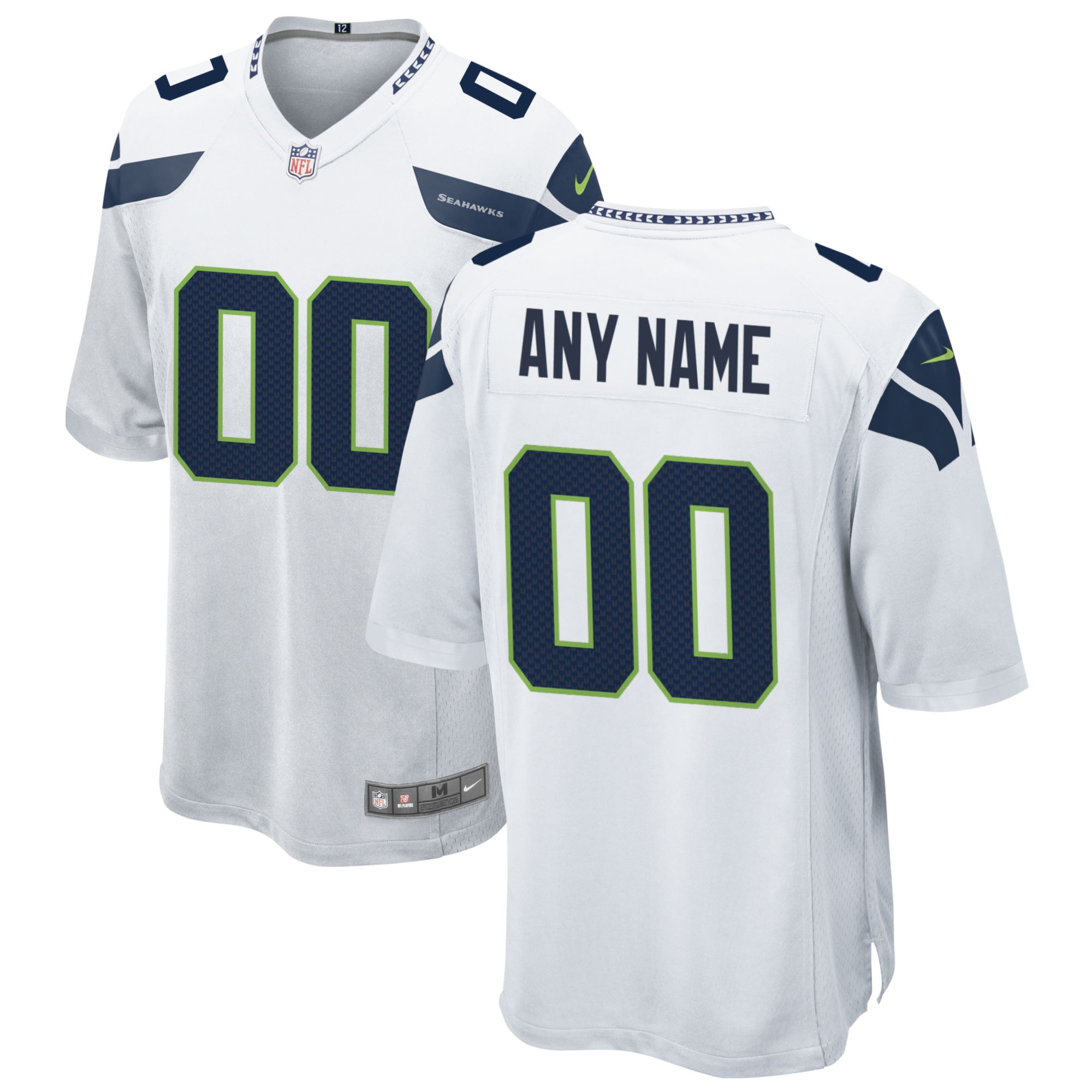 custom Seahawks White Navy Jersey - Seahawks White & Navy Custom
