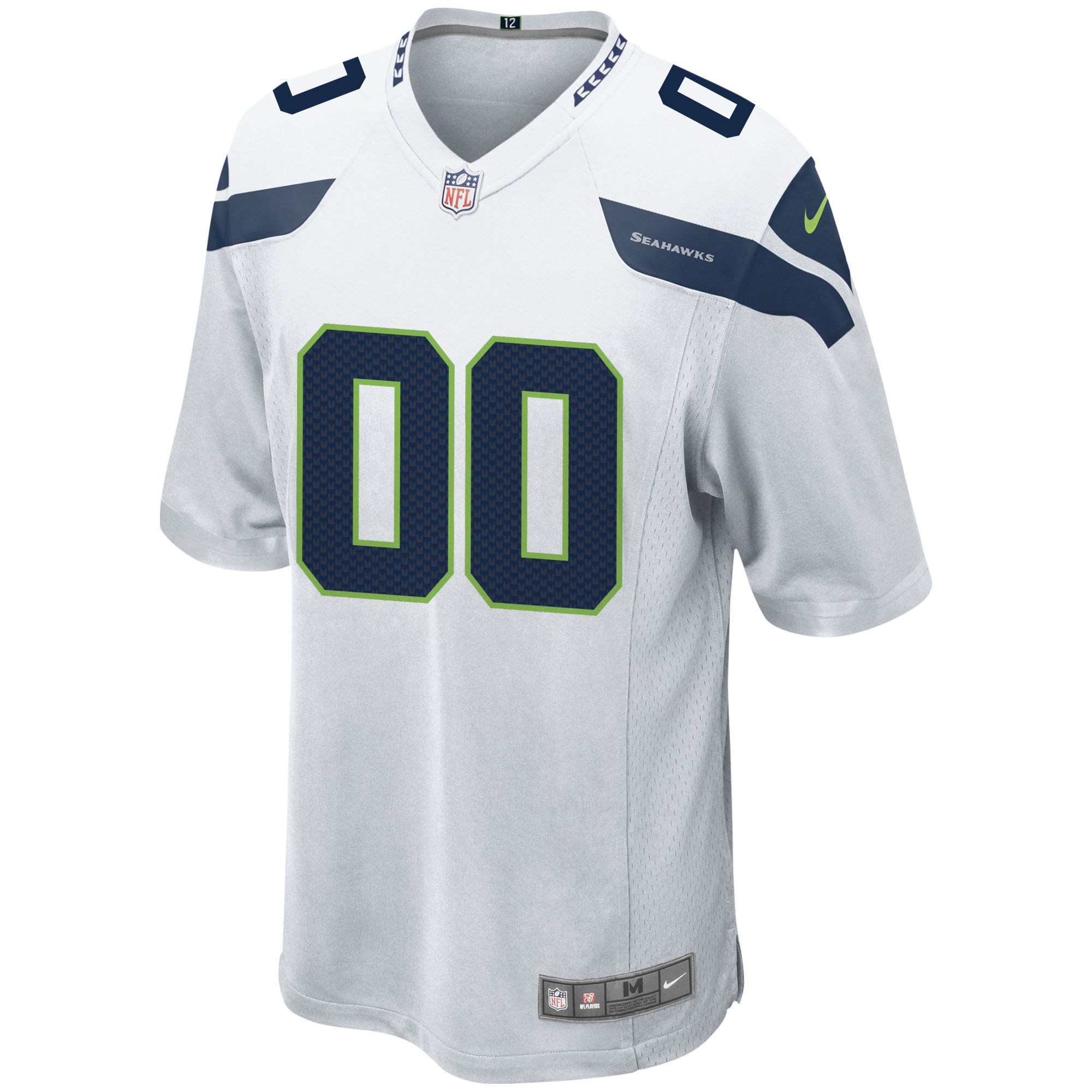 Alternative view of custom Seahawks White Navy Jersey - Seahawks White & Navy Custom