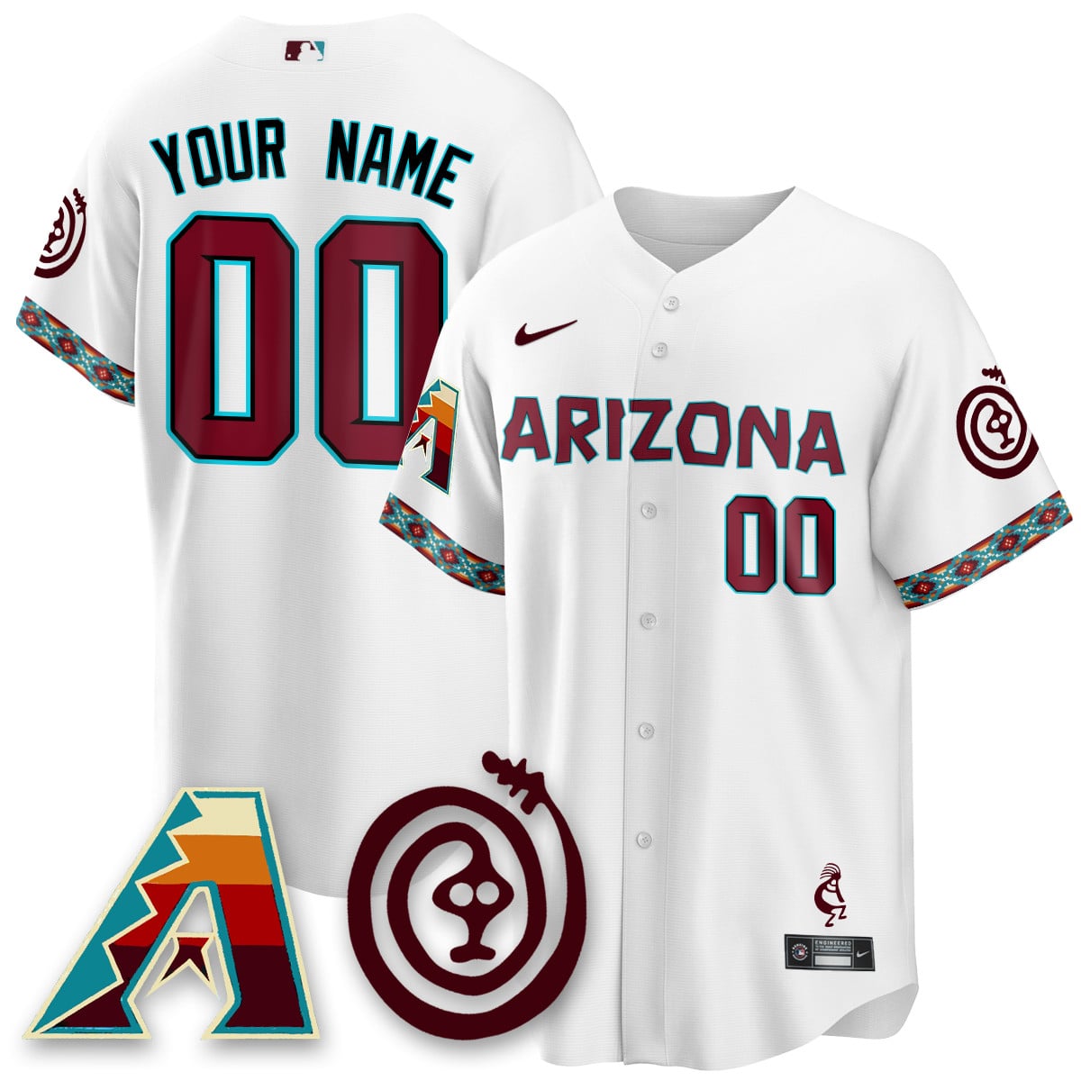Alternative view of D-backs Gray Kachina Jersey - Nike - Custom Baseball Style