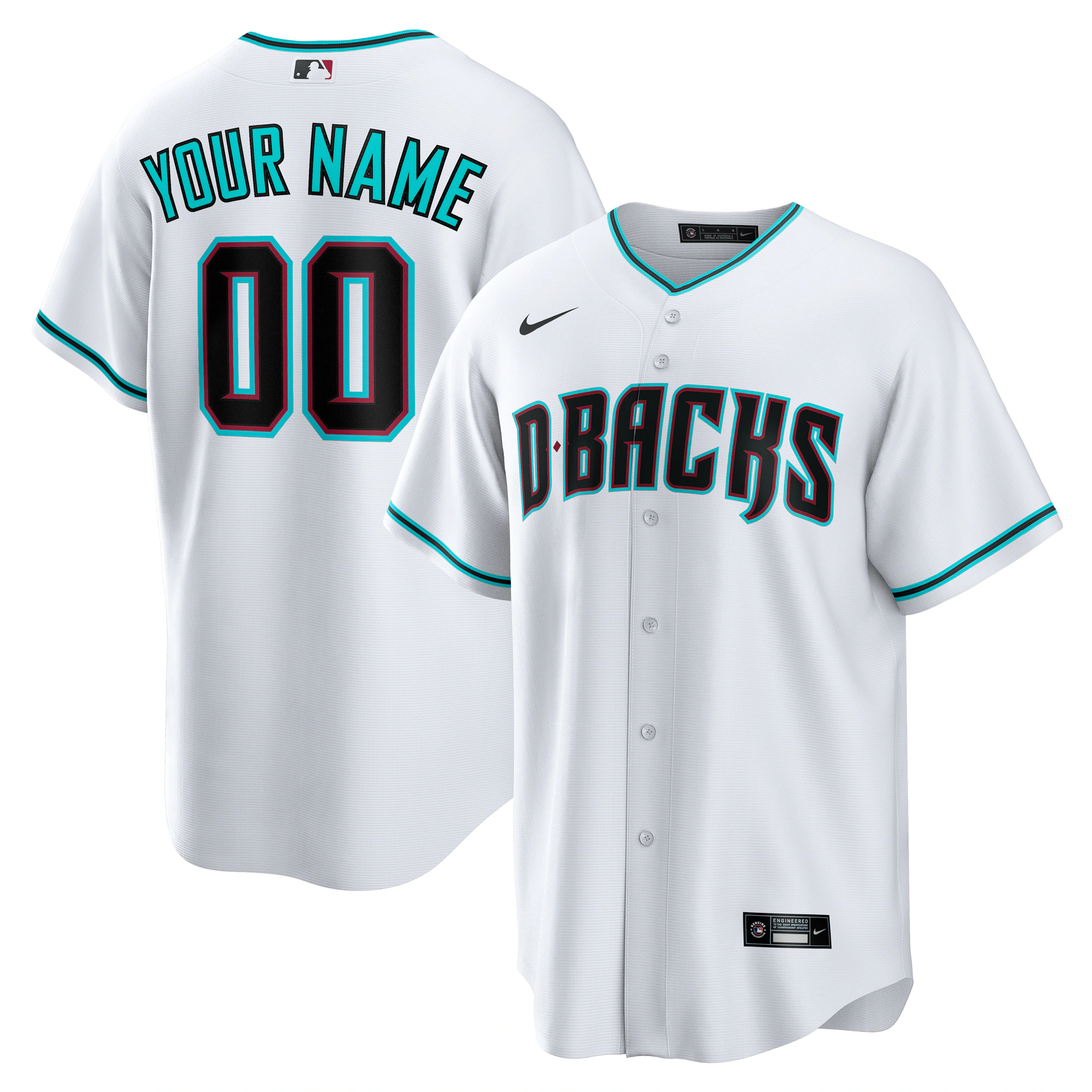 D-backs Nike White Teal Custom Jersey - Personalized Style