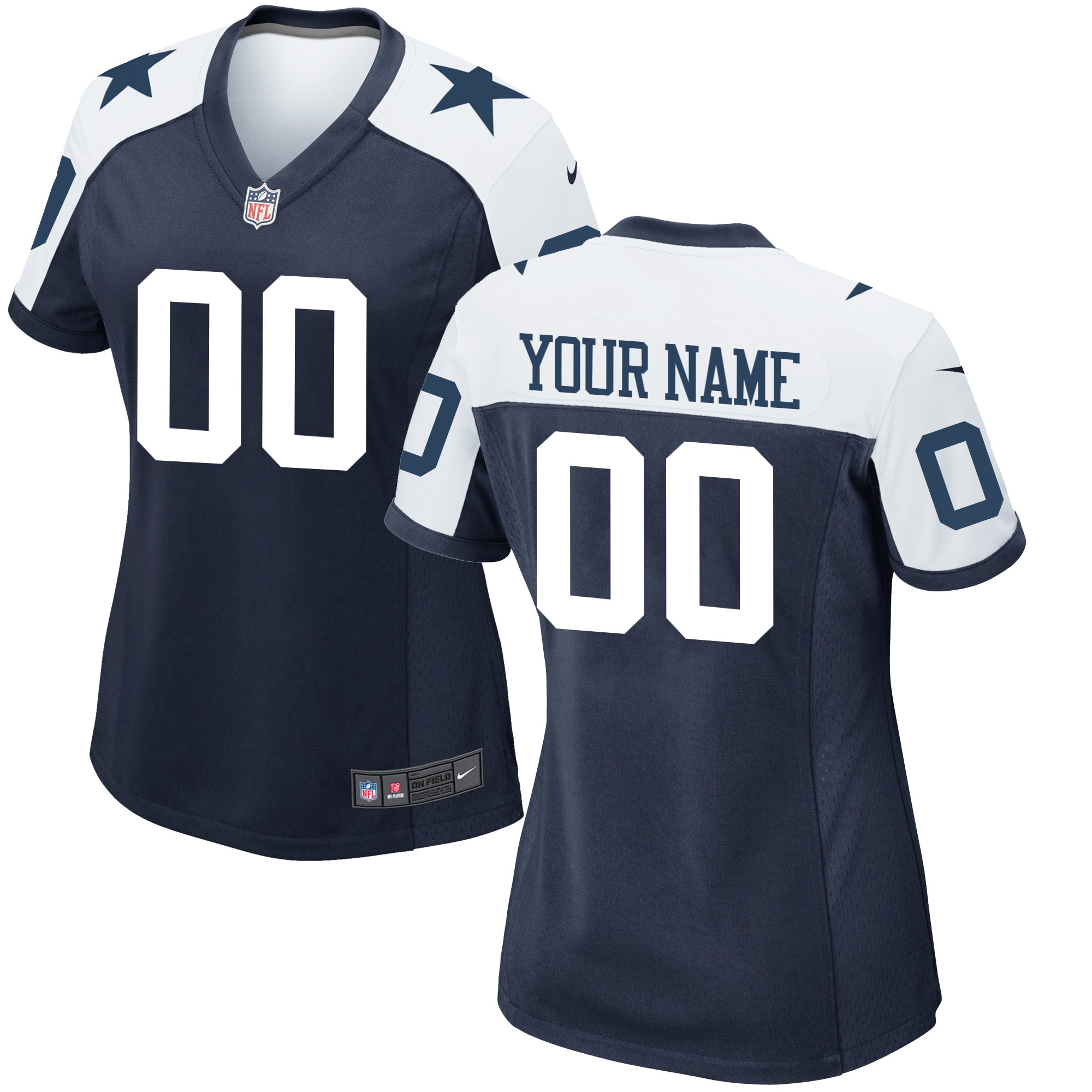 Dallas Cowboys Women's Alternate Custom Game Jersey - Navy