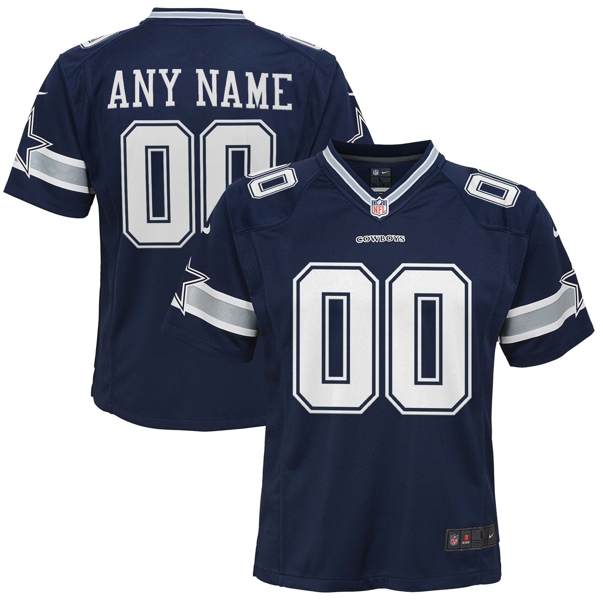 Dallas Cowboys Youth Custom Game Jersey - Navy