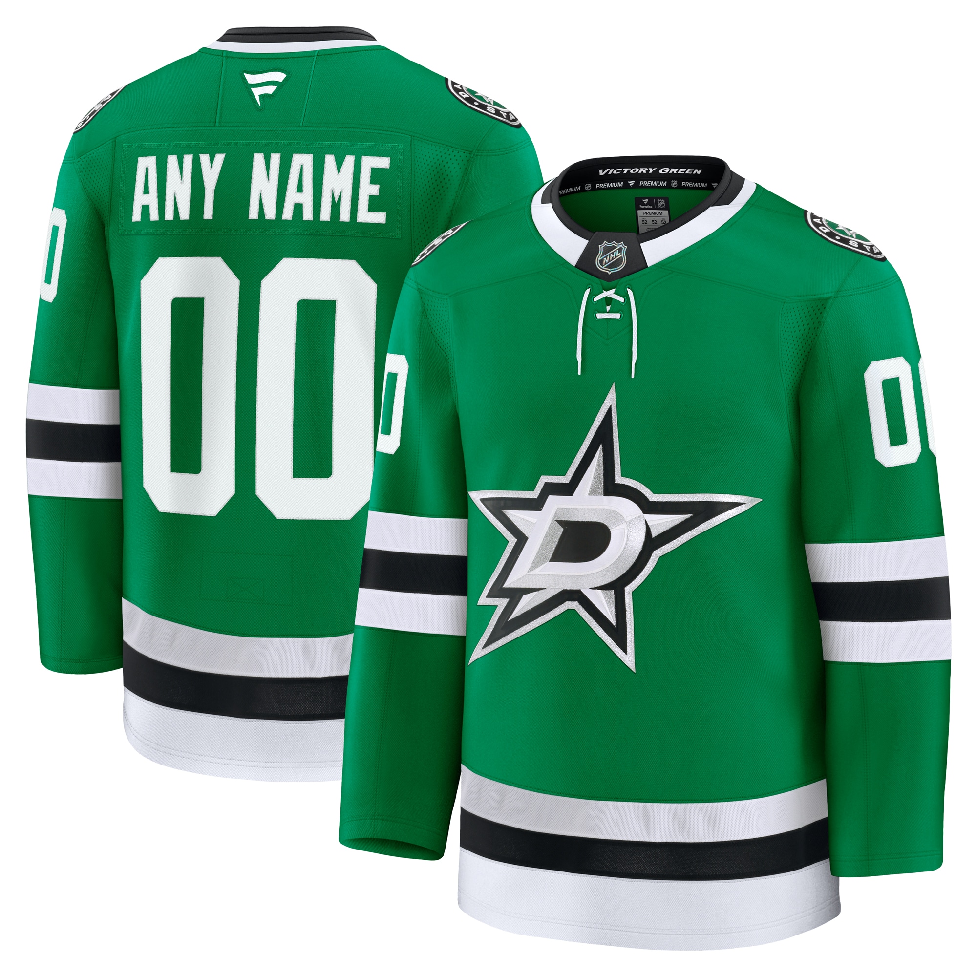 Dallas Stars Fanatics Home Premium Custom Jersey - Kelly Green