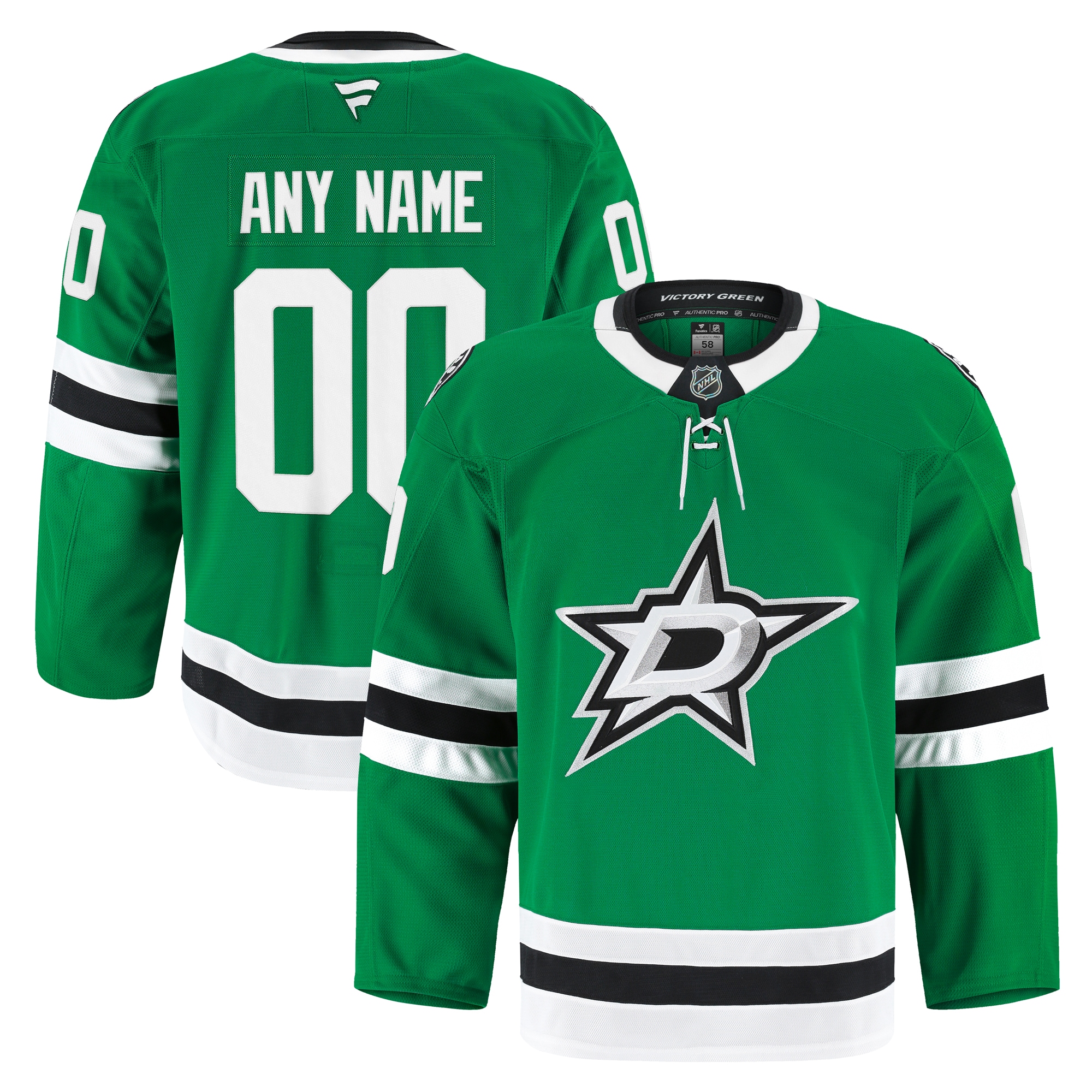Dallas Stars Fanatics Home Pro Custom Jersey - Kelly Green