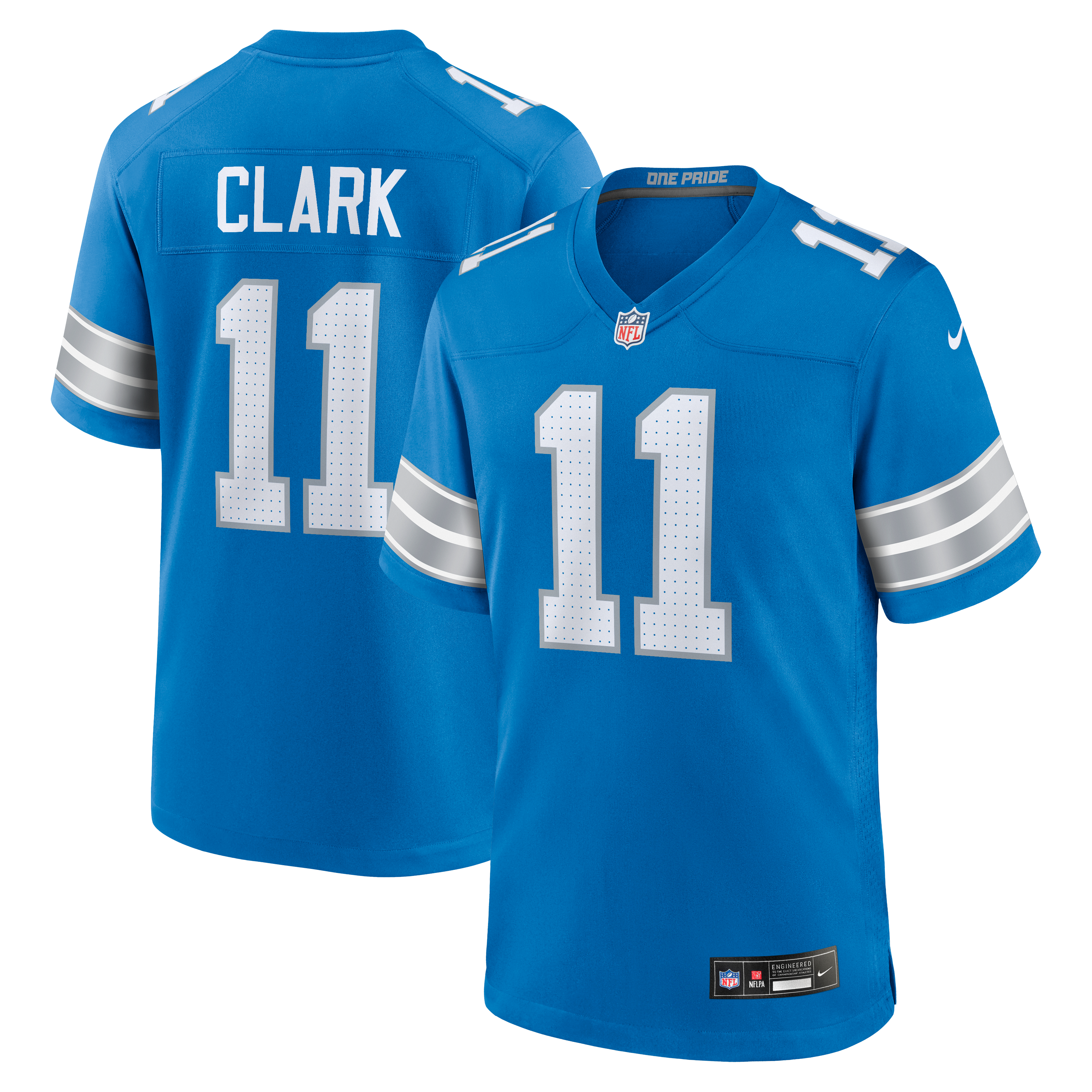 Damone Clark Detroit Lions Team Game Jersey - Blue